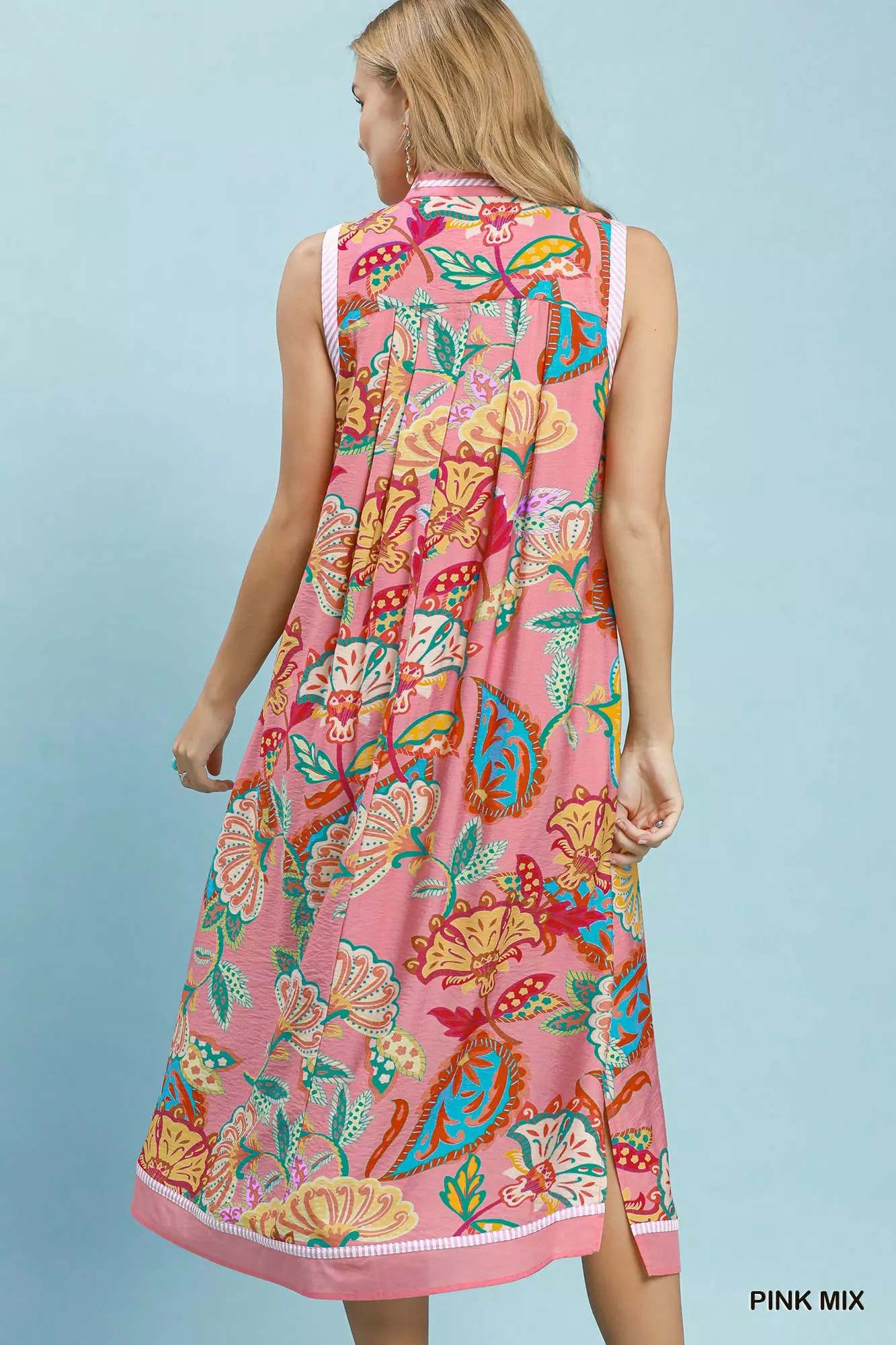 Umgee Paisley Floral Sleeveless Midi Dress - Image 3