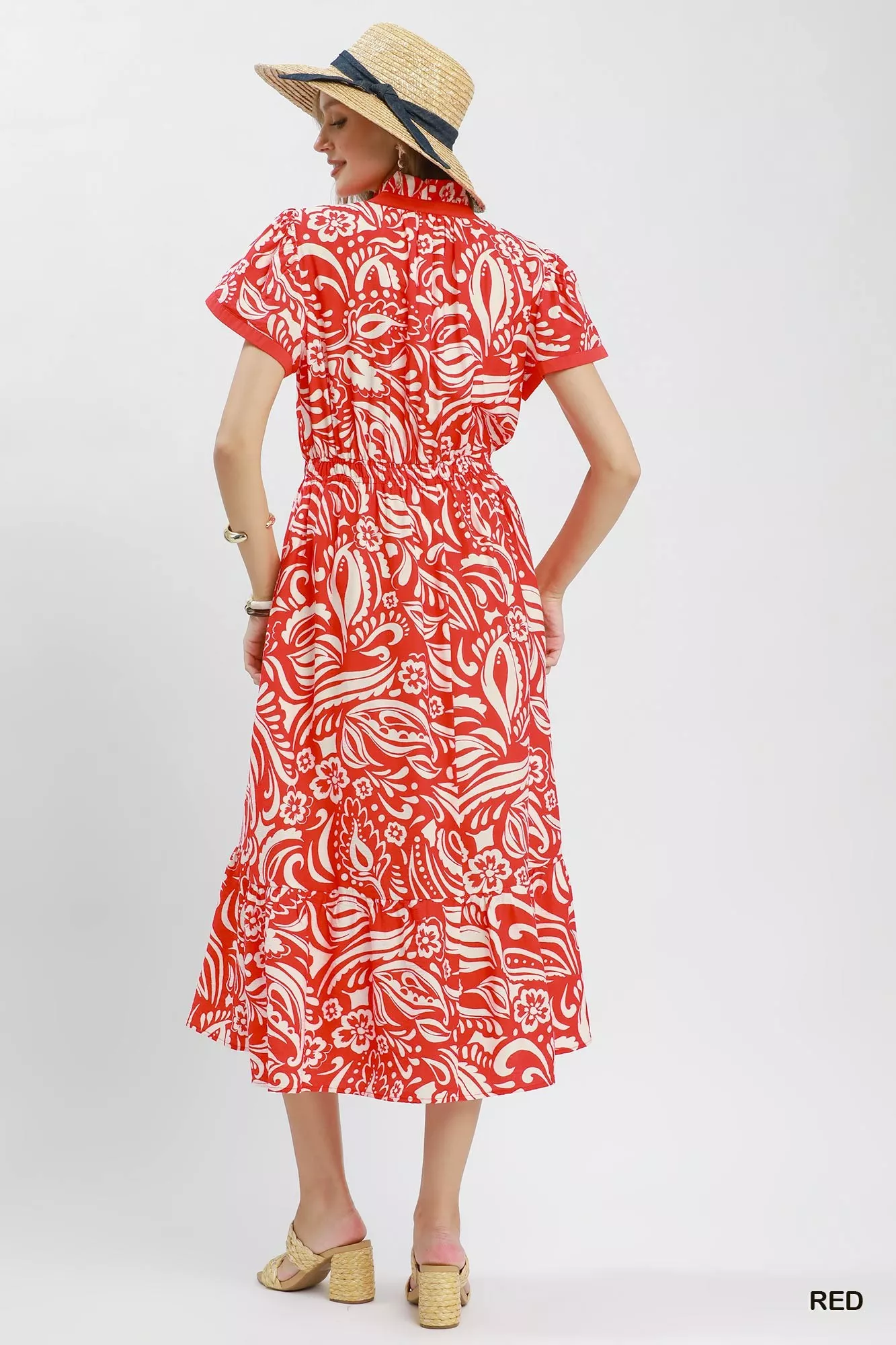 Umgee Paisley Print Midi Dress with Side Pockets - Image 3