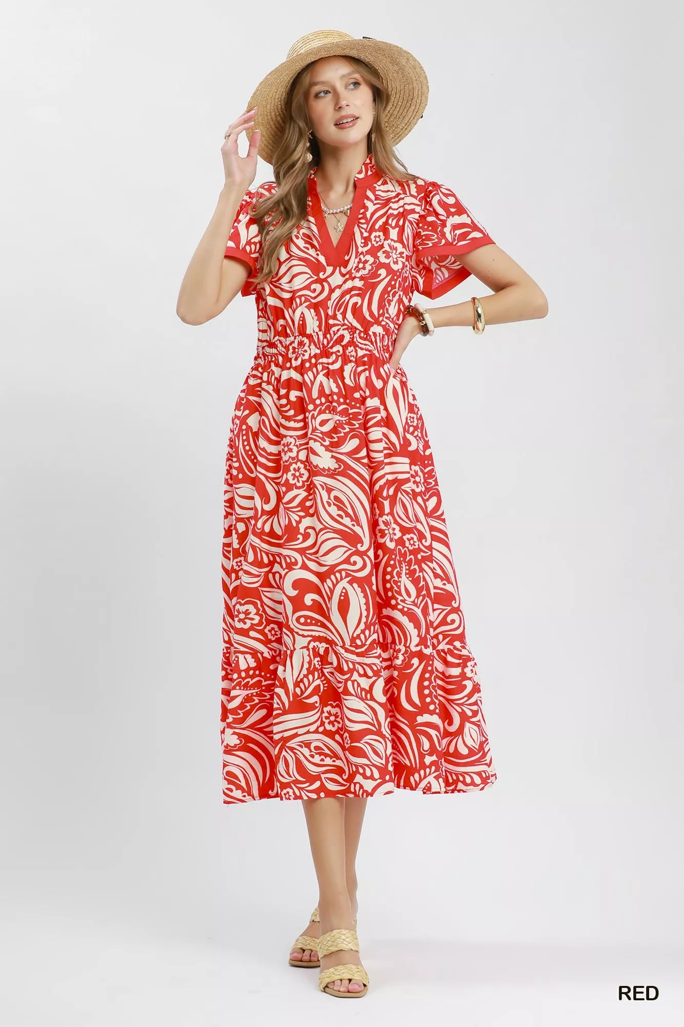 Umgee Paisley Print Midi Dress with Side Pockets - Image 4