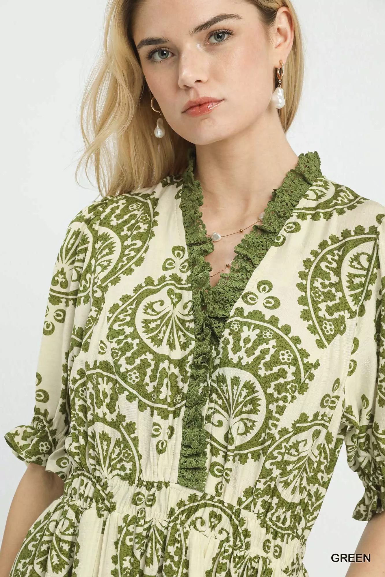 Umgee Paisley Smocked Waist Midi Dress - Image 5