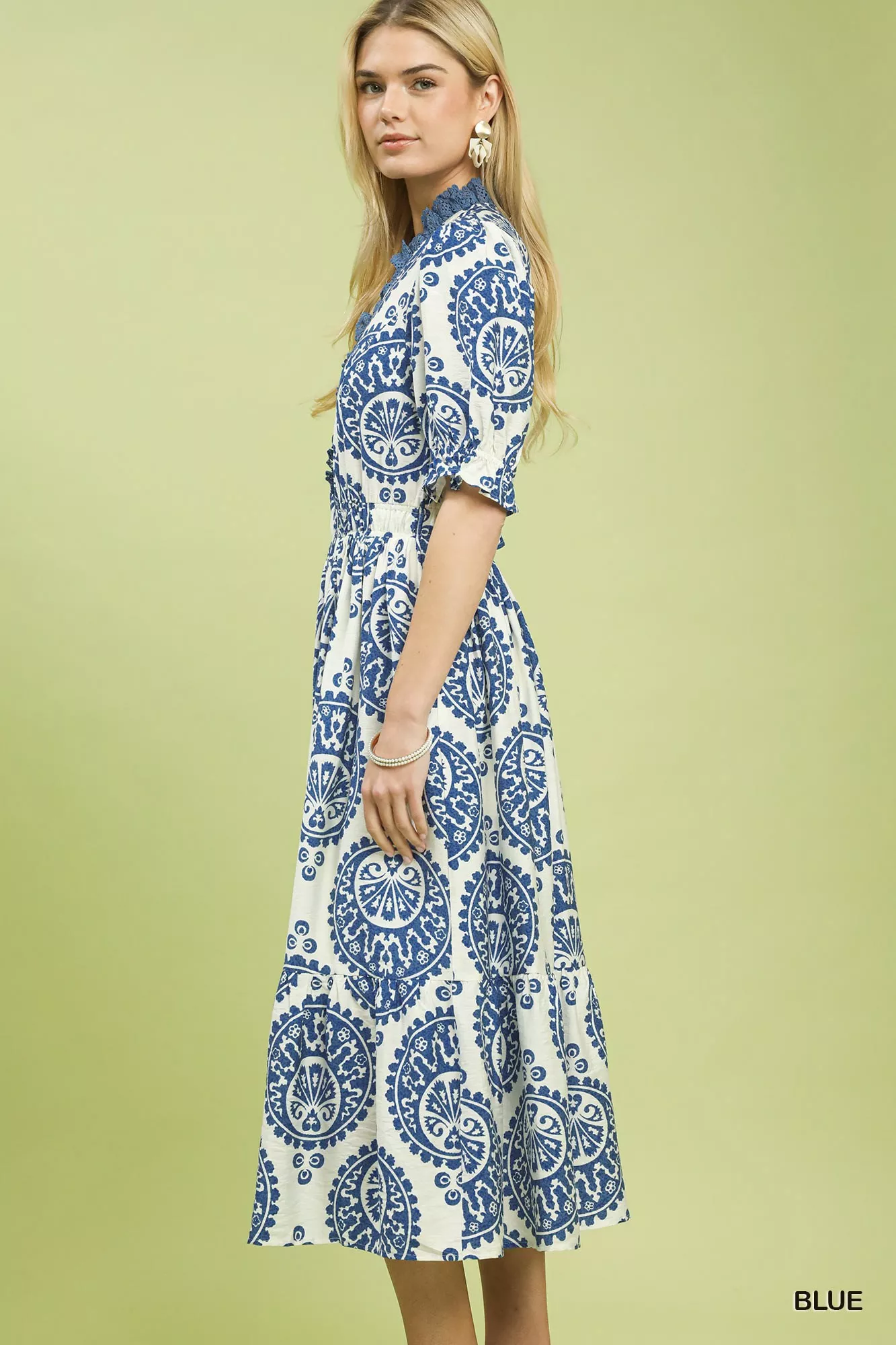 Umgee Paisley Smocked Waist Midi Dress - Image 3