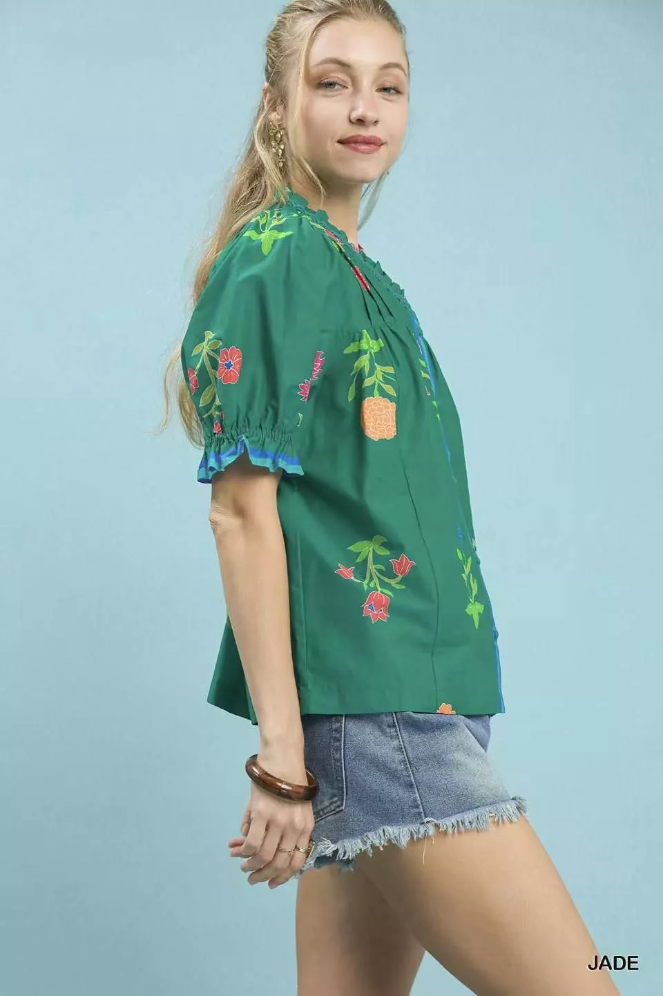 Umgee Petal Parade Print Button-Down Blouse - Image 2