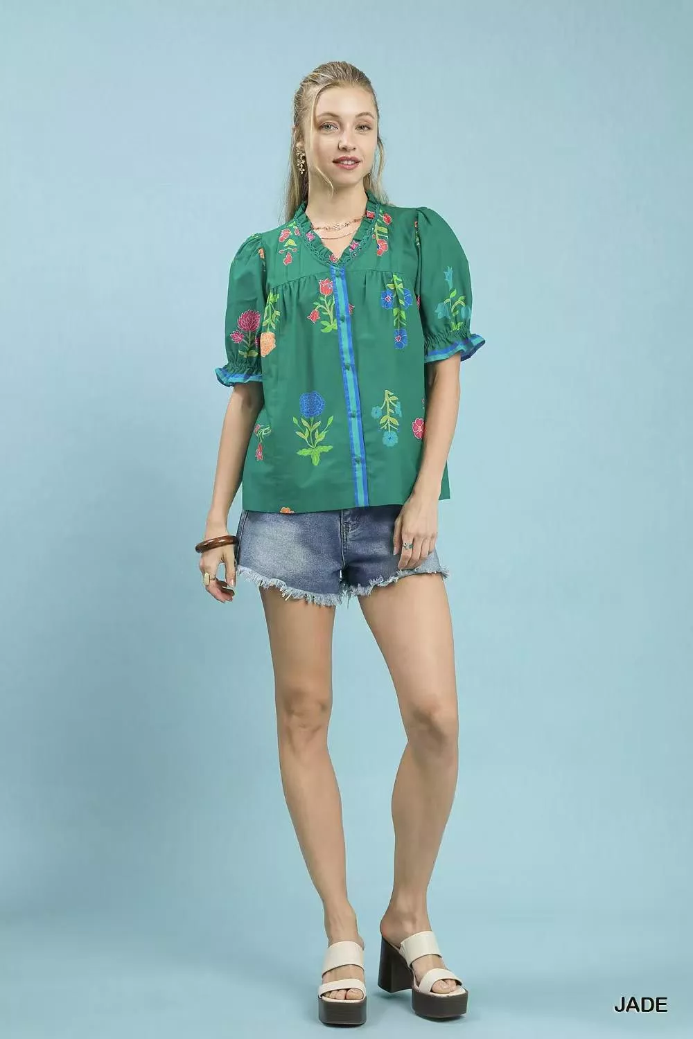 Umgee Petal Parade Print Button-Down Blouse - Image 4