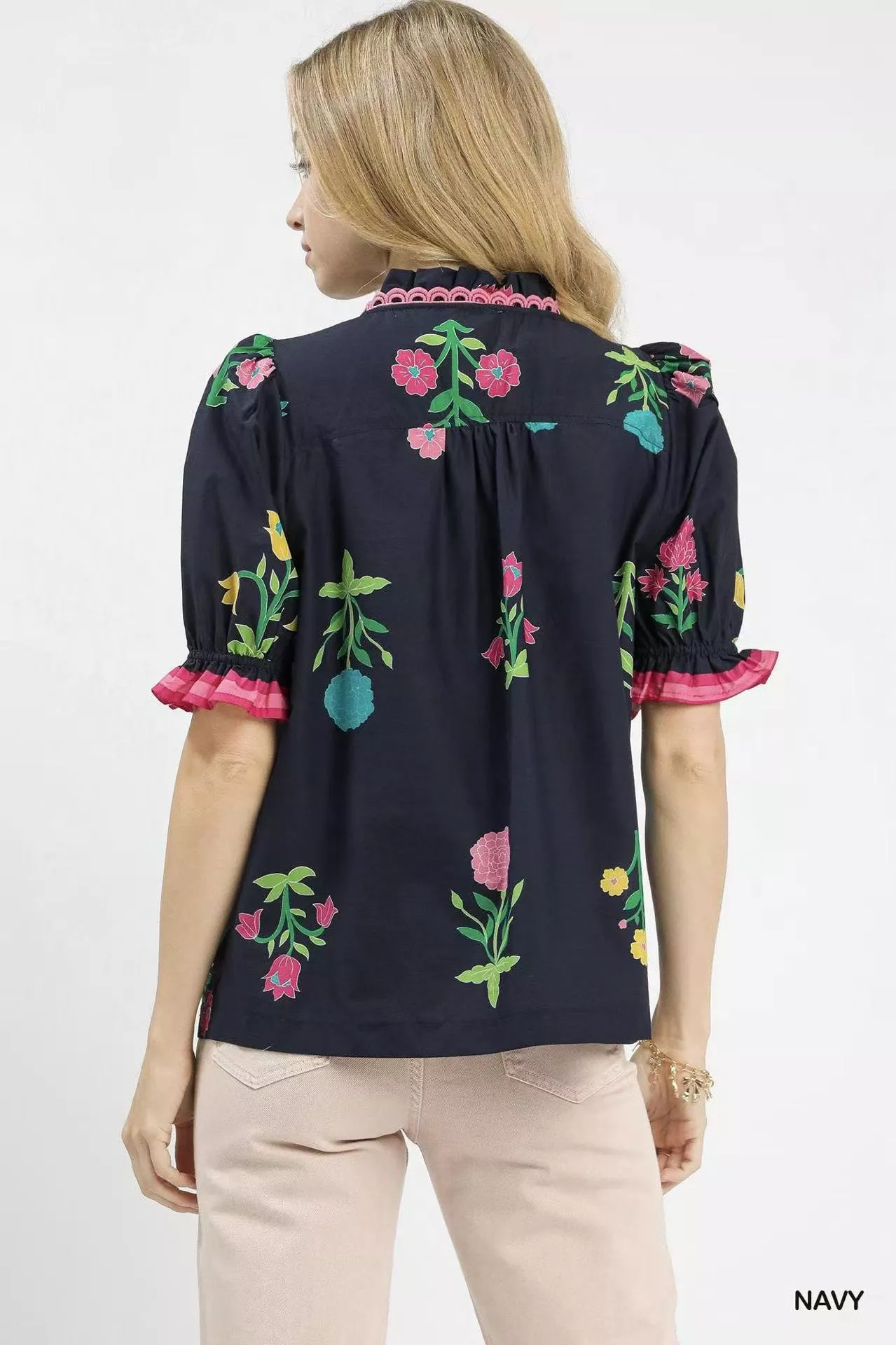 Umgee Petal Parade Print Button-Down Blouse - Image 3