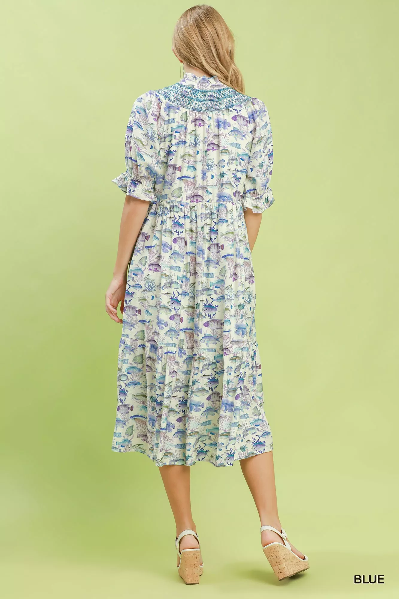 Umgee Print Tiered Midi Dress - Image 3