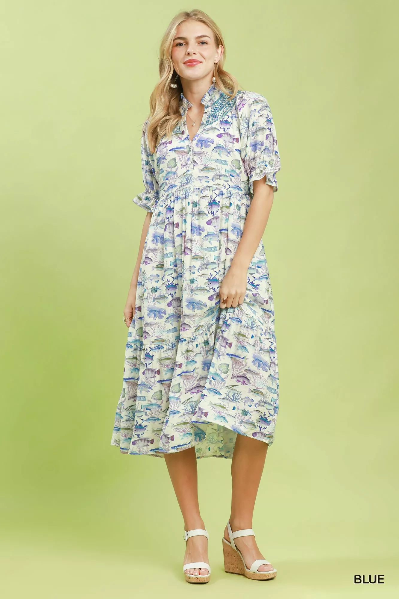 Umgee Print Tiered Midi Dress - Image 4