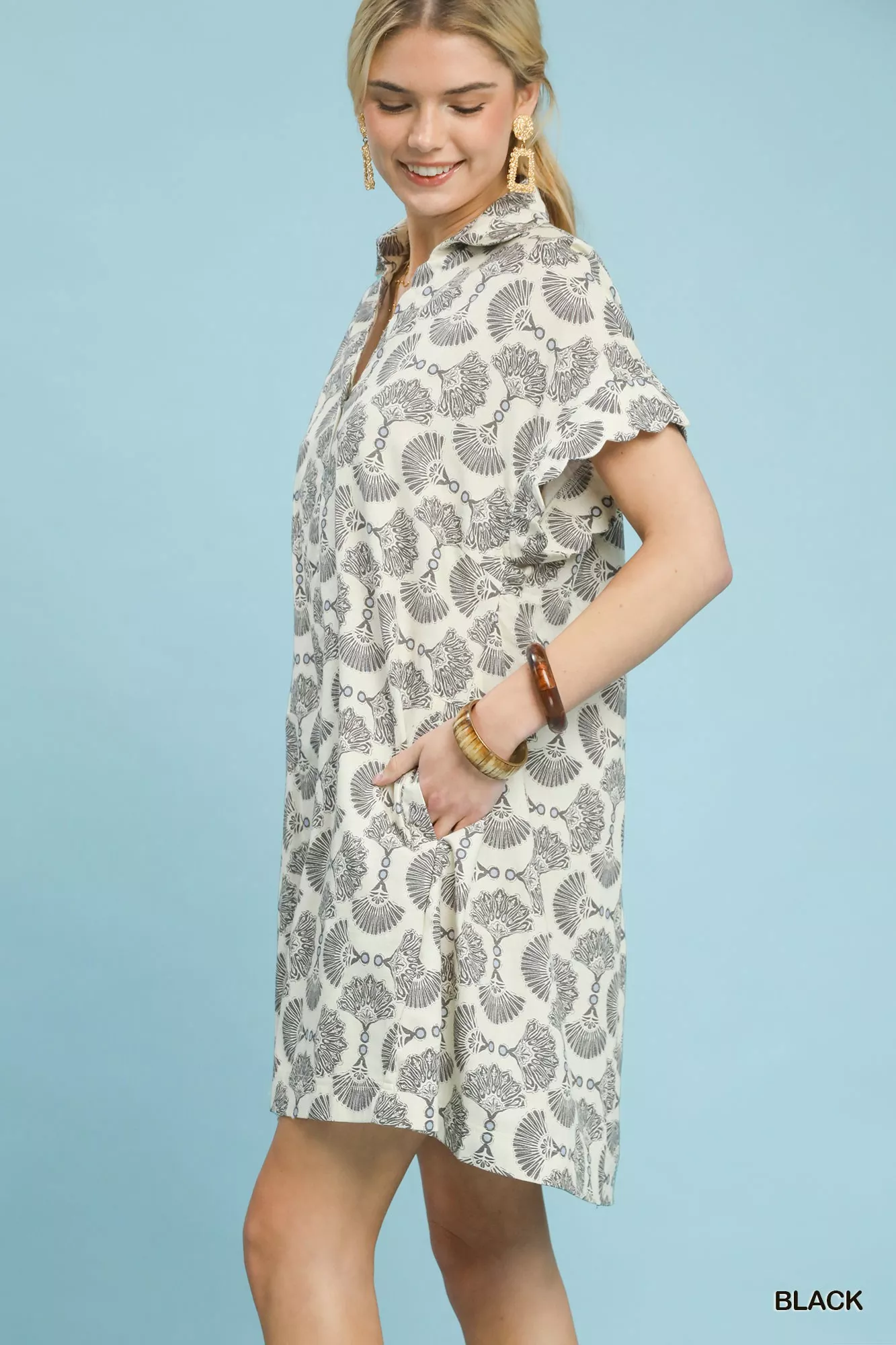 Umgee Printed Button Front Shirt Dress - Image 3