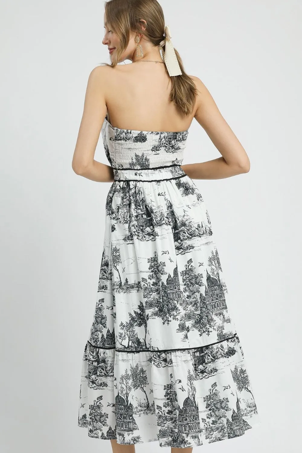 Umgee Printed Tiered Tube Midi Dress - Image 4
