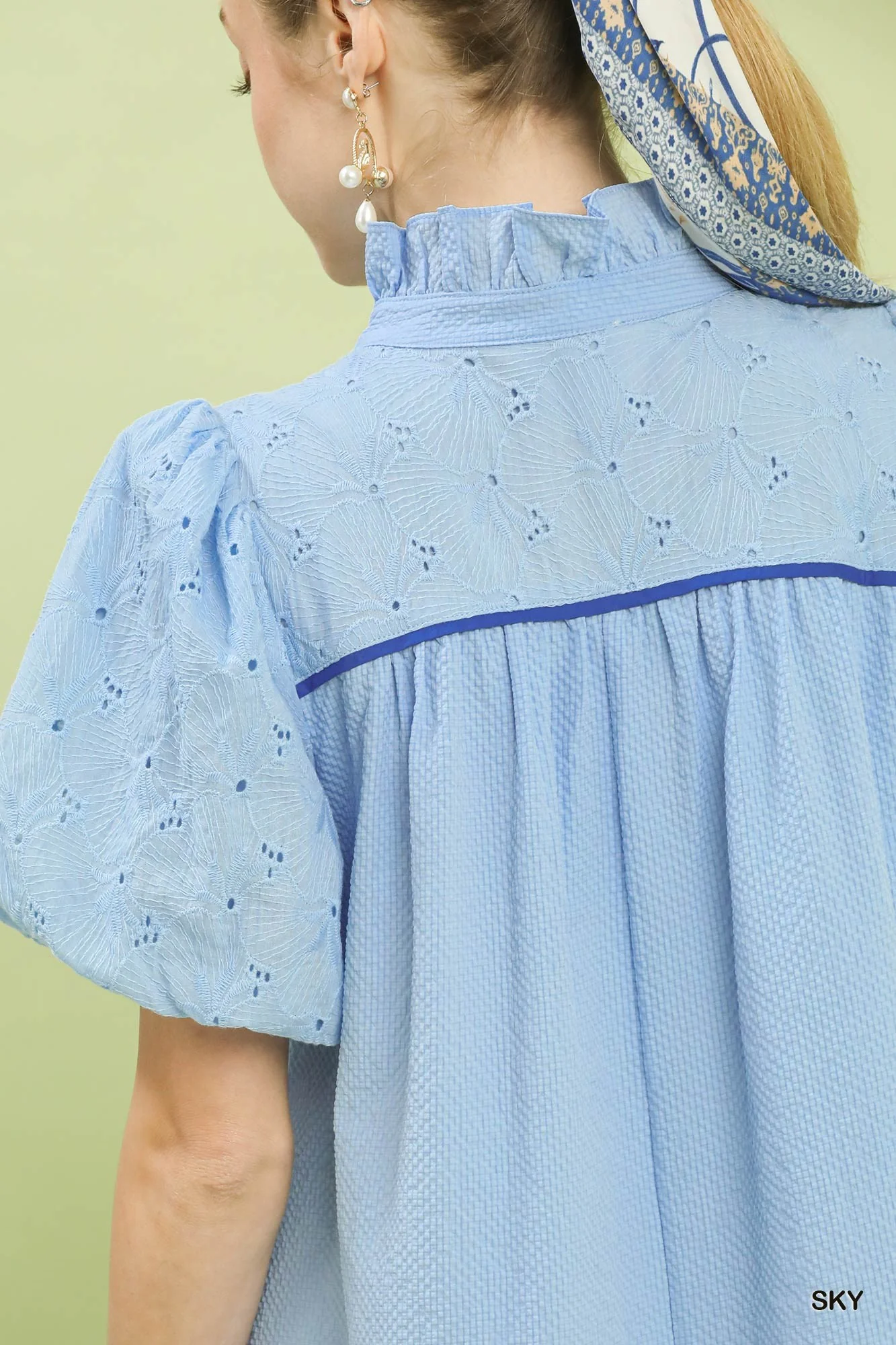 Umgee Puff Sleeve Textured Babydoll Dress - Image 4
