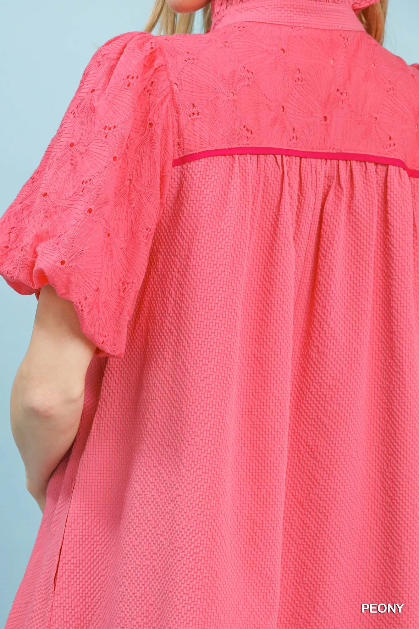 Umgee Puff Sleeve Textured Babydoll Dress - Image 5