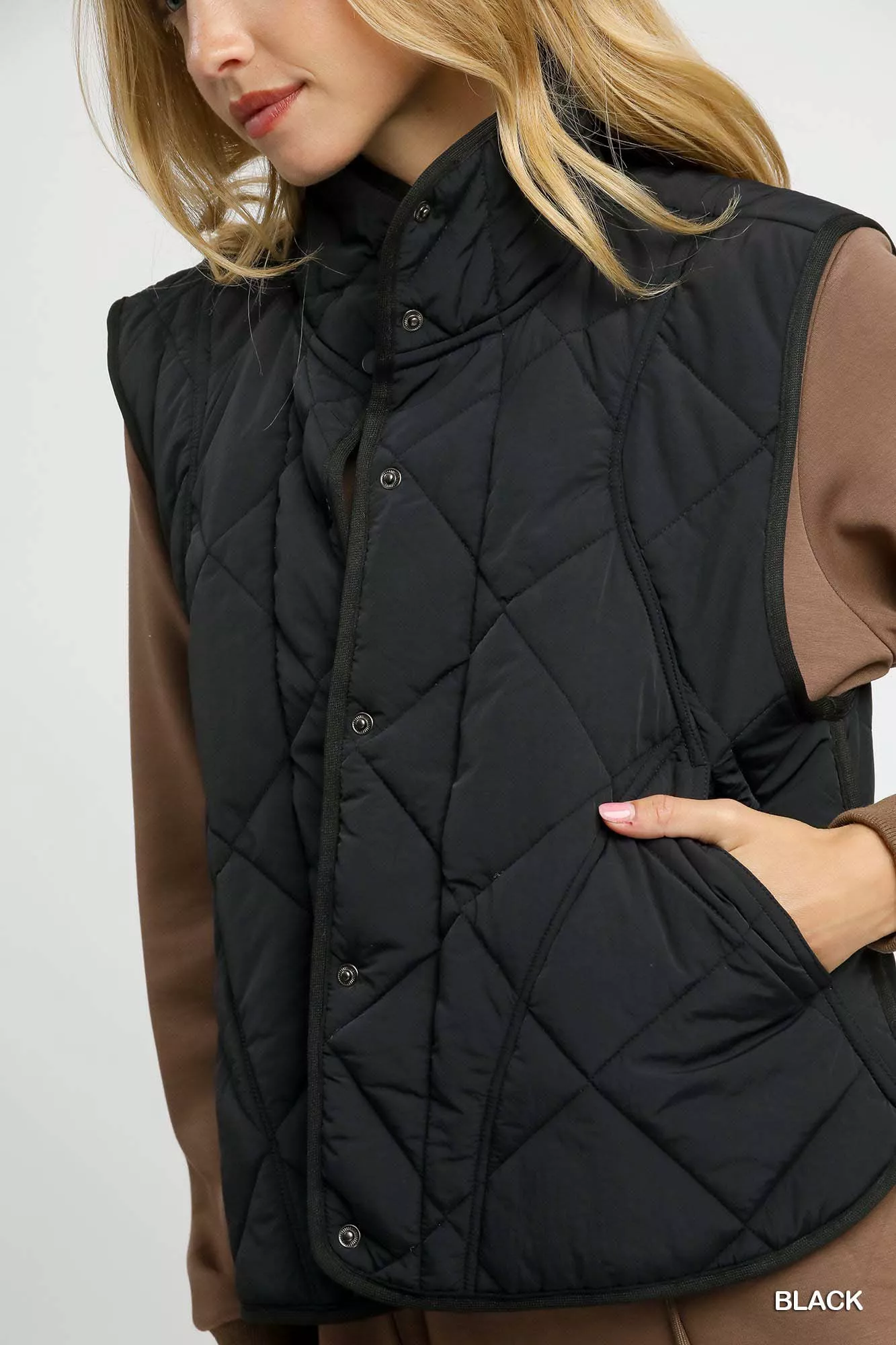 Umgee Quilted Snap-Front Puffer Vest - Image 5