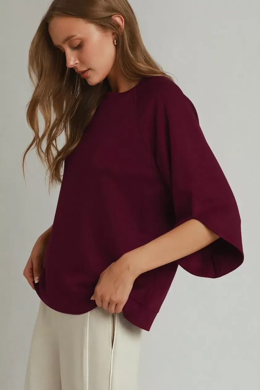 Umgee Round Hem Raglan Sleeve Top - Image 3