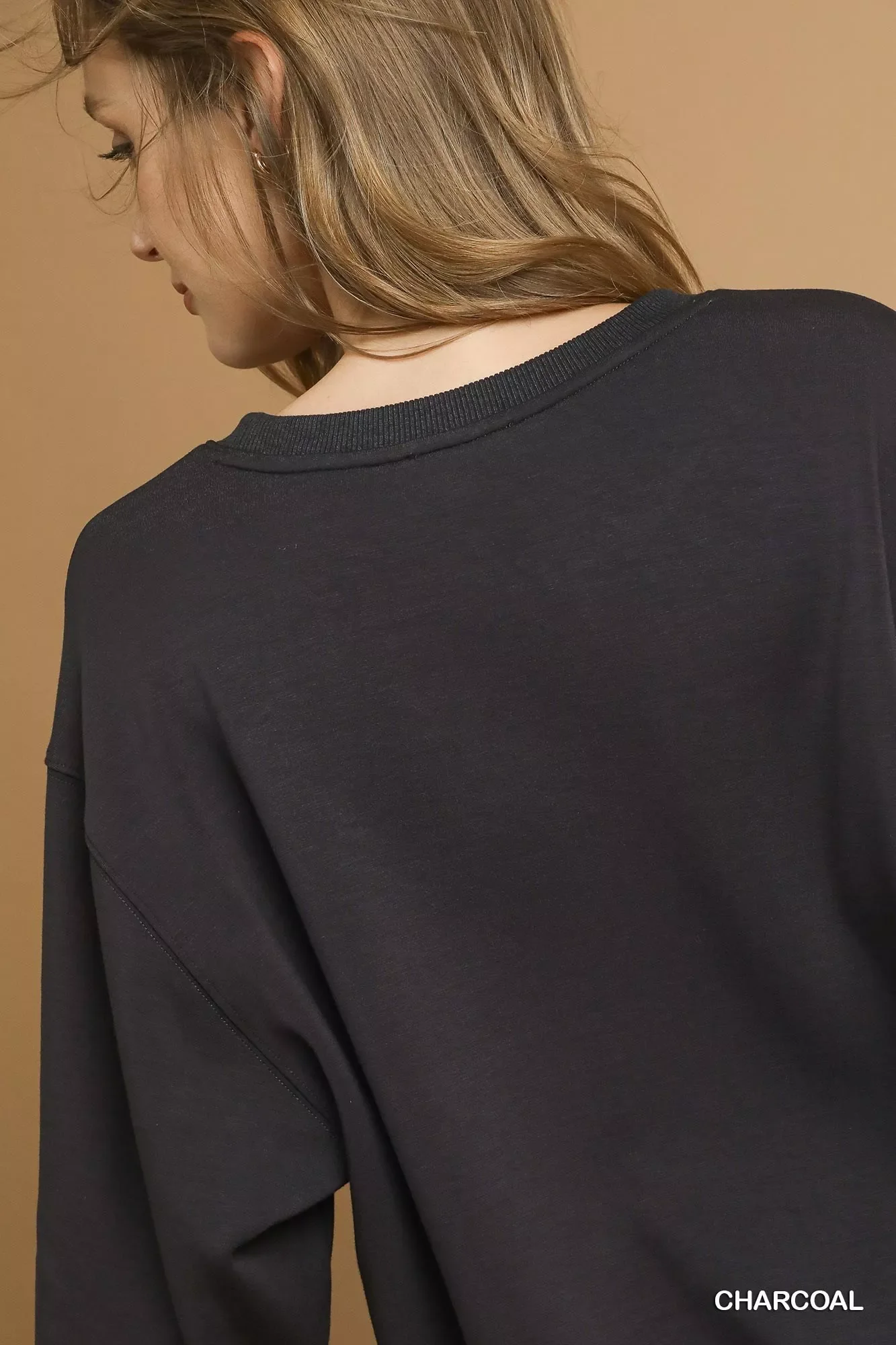 Umgee Round Neck Long Sleeve Fleece Sweatshirt - Image 6