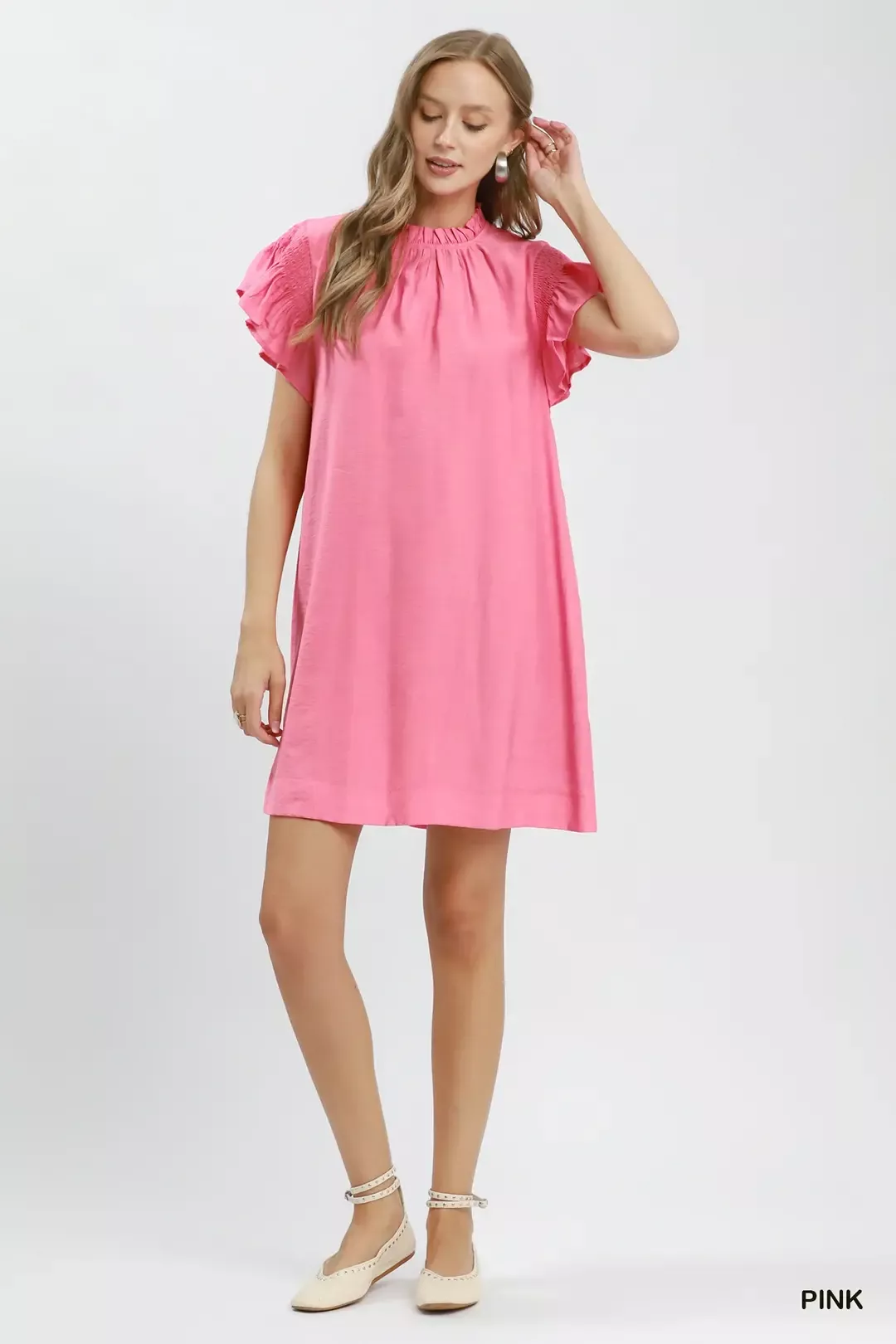 Umgee Ruffle Flutter Sleeve Dress - Image 4