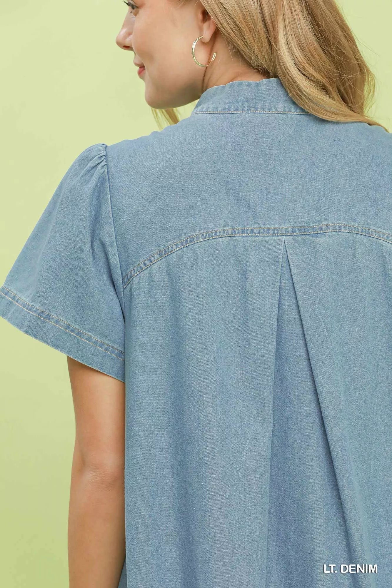 Umgee Ruffle Hem Mini Denim Dress - Image 5