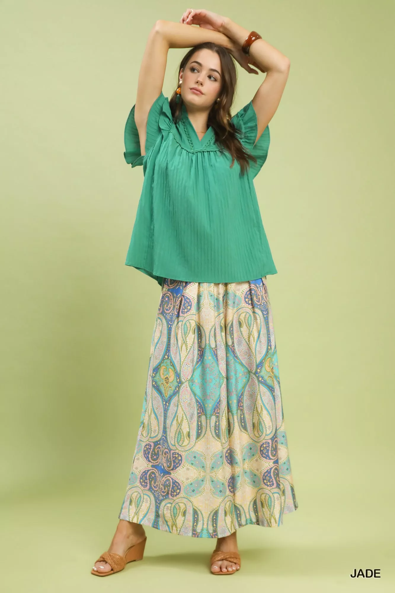 Umgee Ruffle Sleeve Textured Babydoll Blouse - Image 5