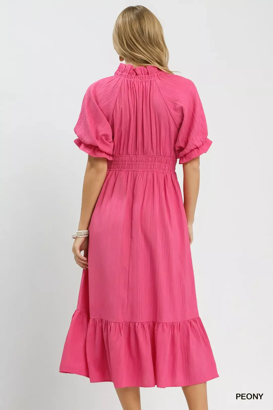 Umgee Ruffle V-Neck Midi Dress - Image 3
