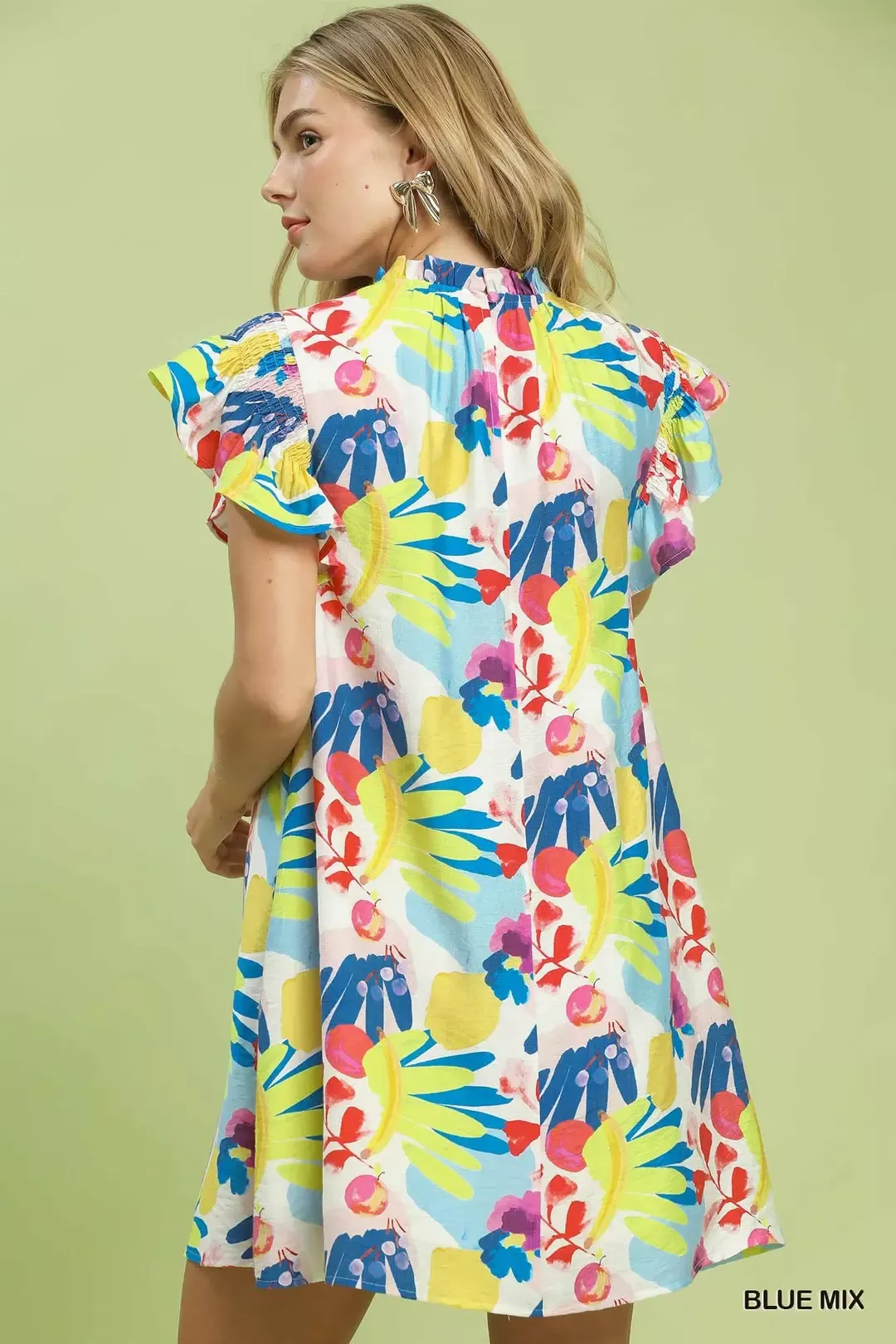Umgee Ruffled Botanical Print Mini Dress - Image 3