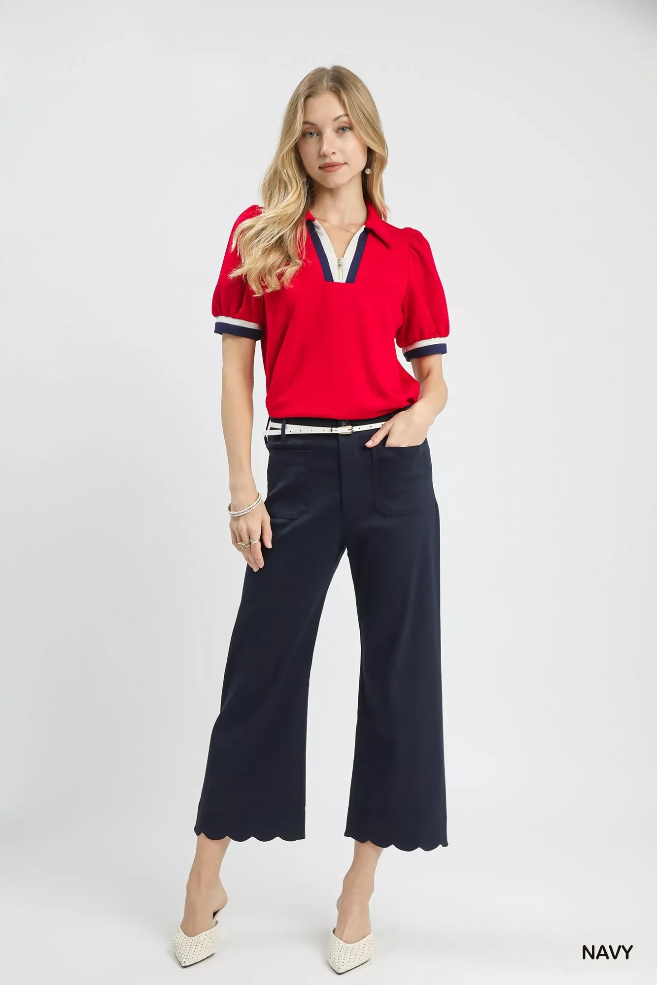 Umgee Scallop Hem Wide Leg Pants - Image 5