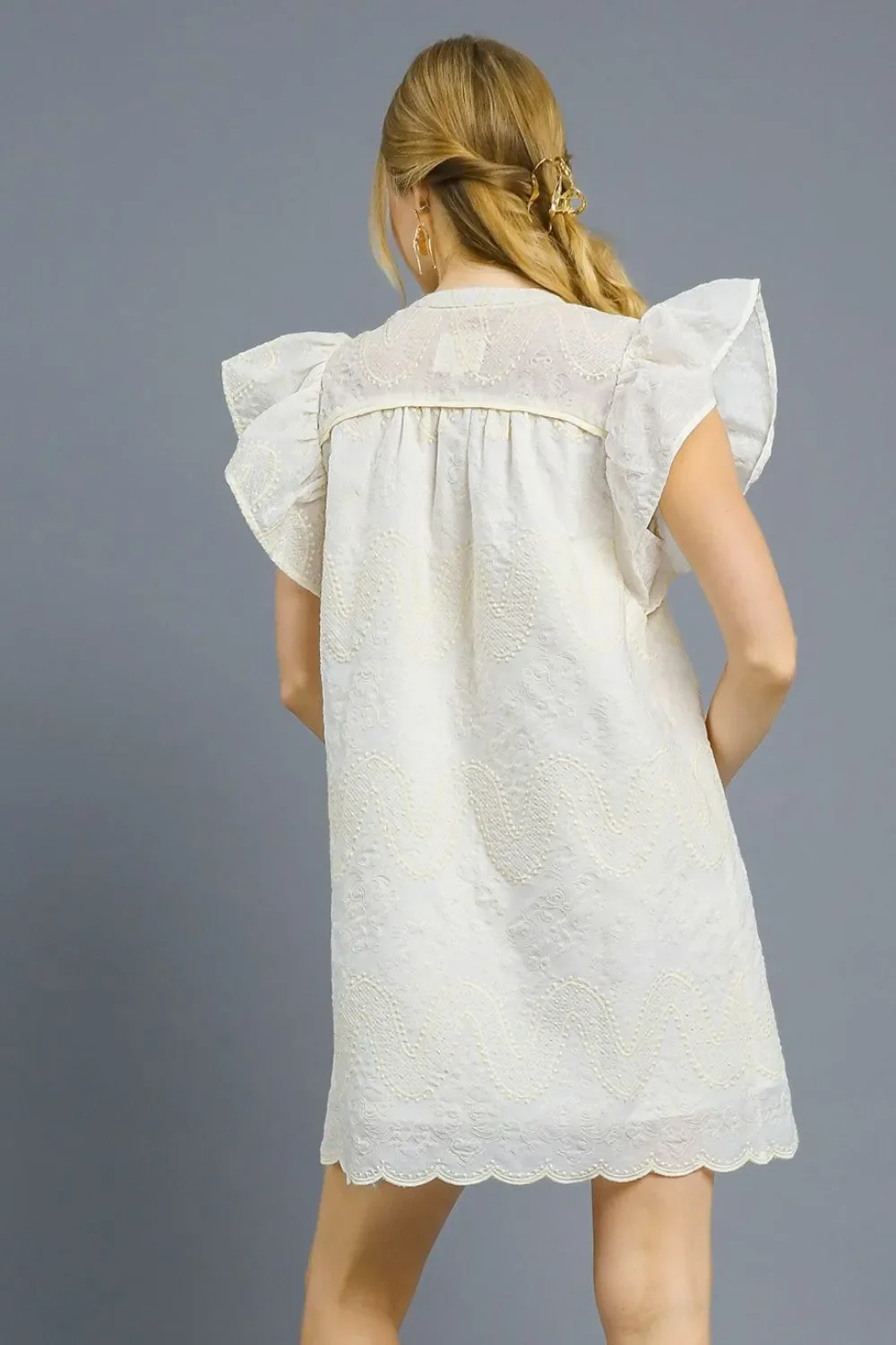 Umgee Scalloped Hem Embroidered Mini Dress - Image 4