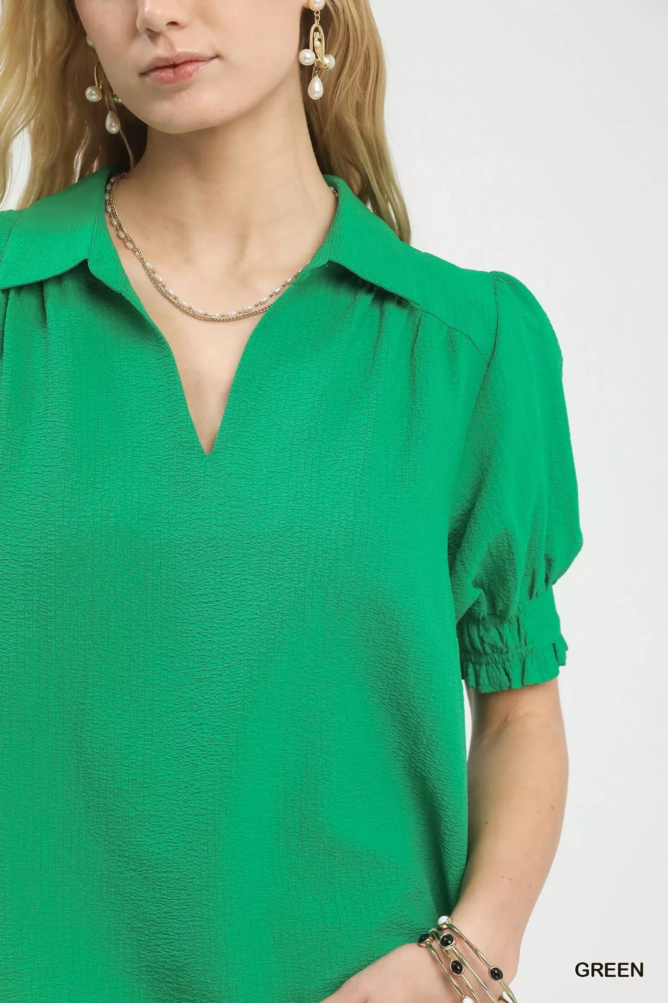 Umgee Seersucker Puff Sleeve Blouse - Image 4