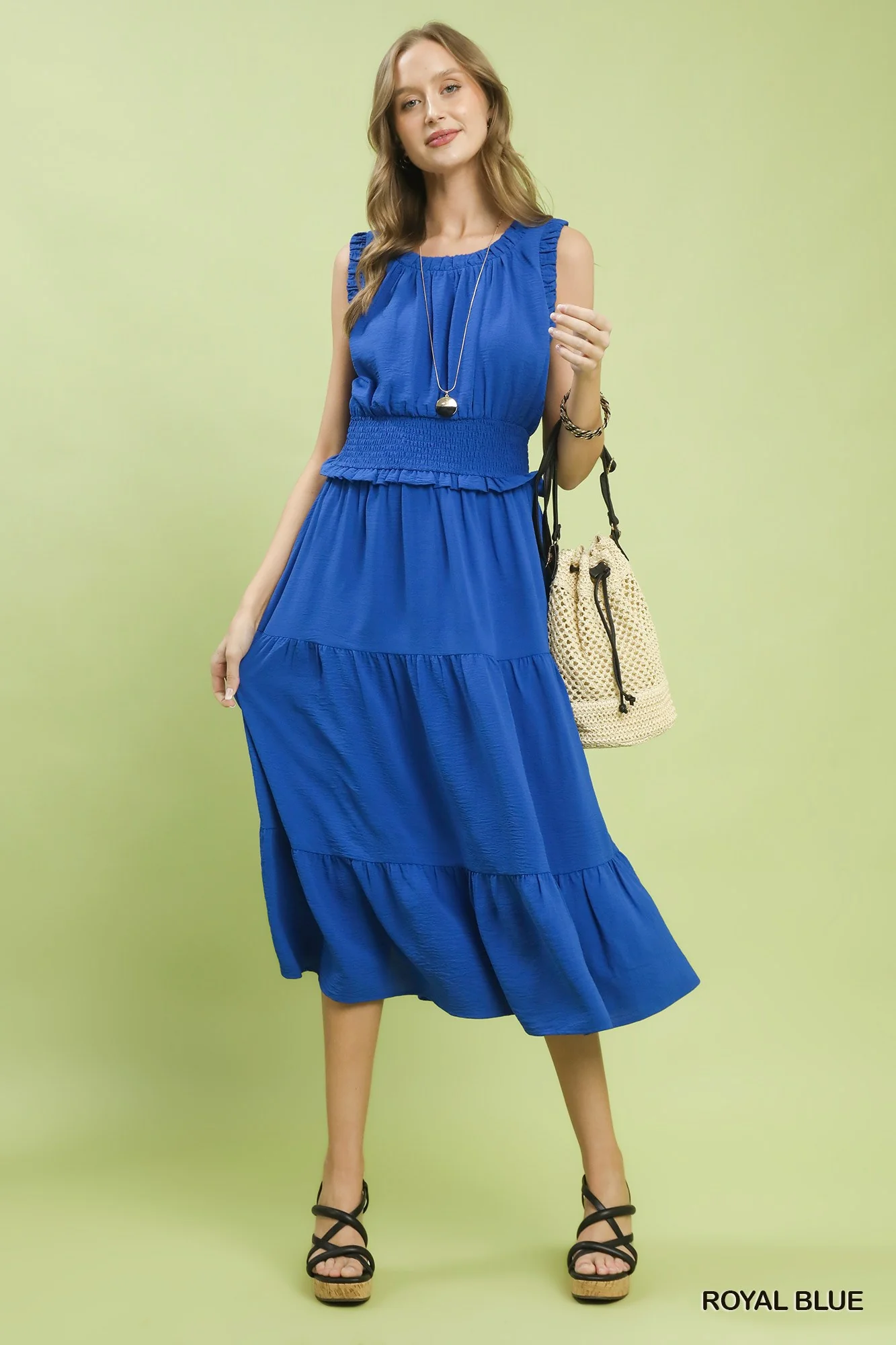 Umgee Smocked Waist Tiered Midi Dress - Image 4