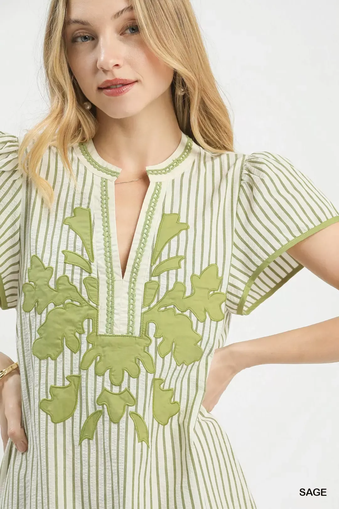 Umgee Stripe Midi Dress with Lace Trim - Image 5