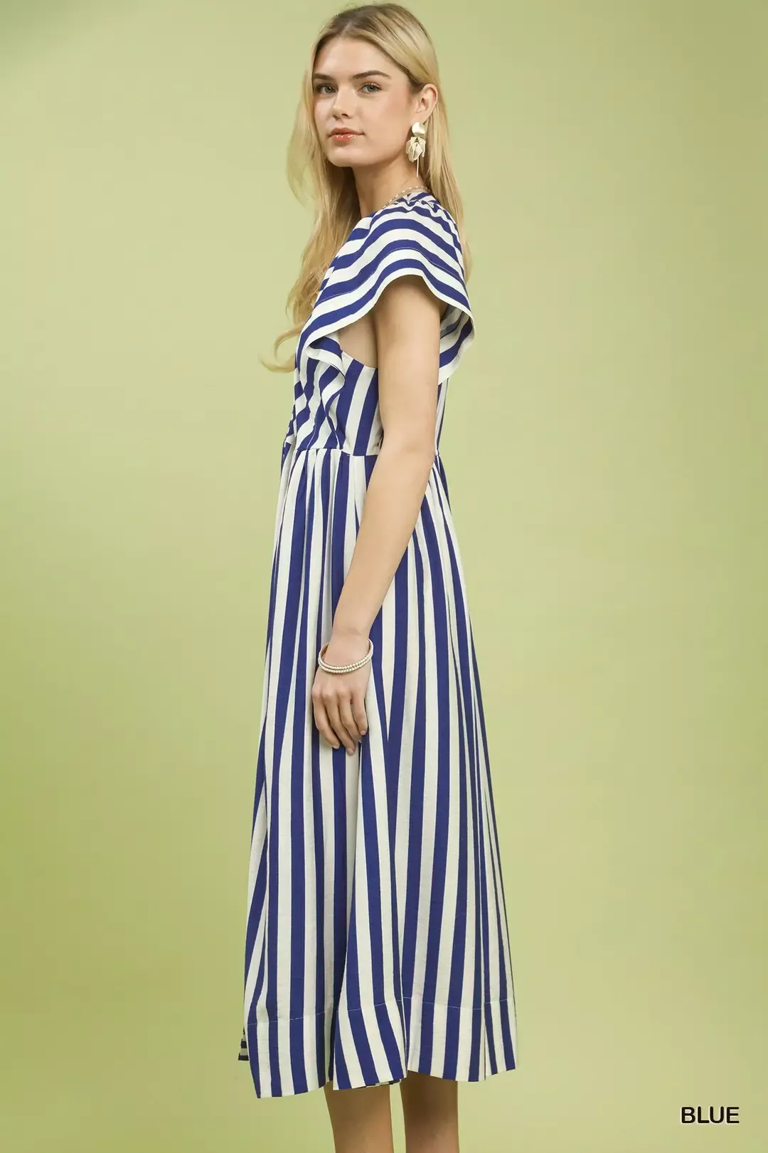 Umgee Striped Button-Front Midi Dress - Image 2