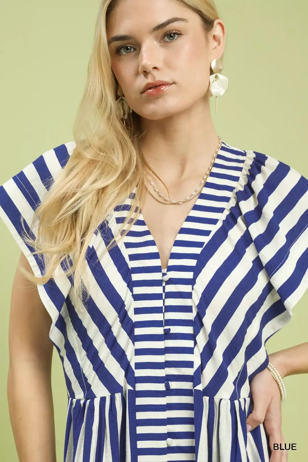 Umgee Striped Button-Front Midi Dress - Image 5