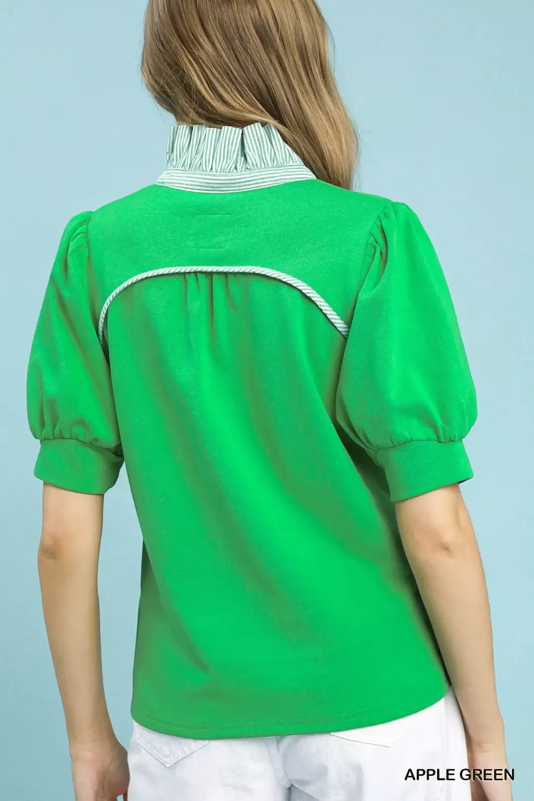 Umgee Striped Collar Popover Top - Image 3