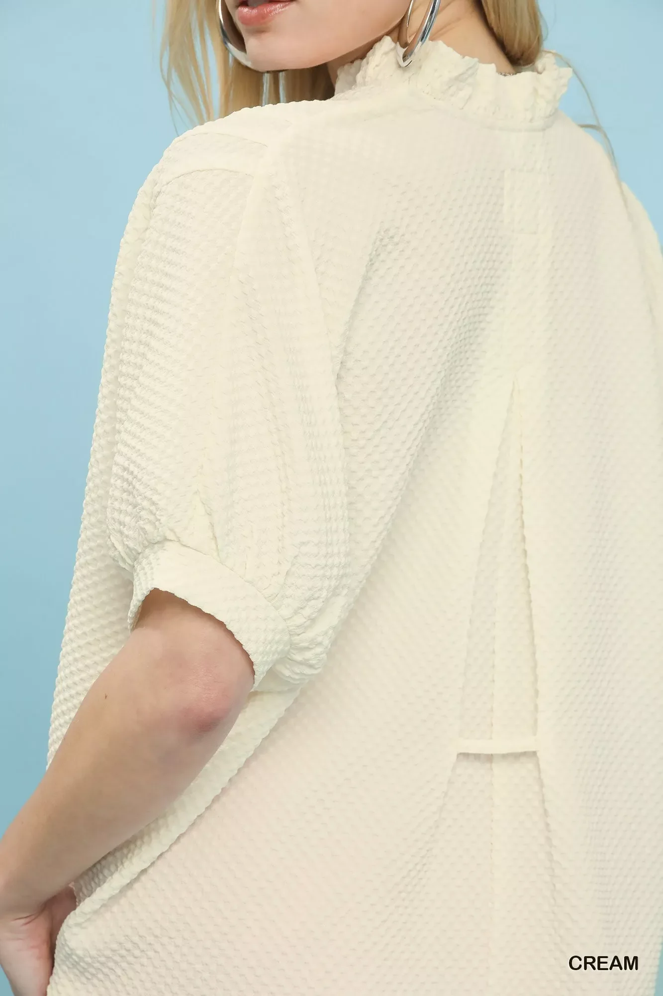 Umgee Textured Jacquard Short Sleeve Top - Image 4