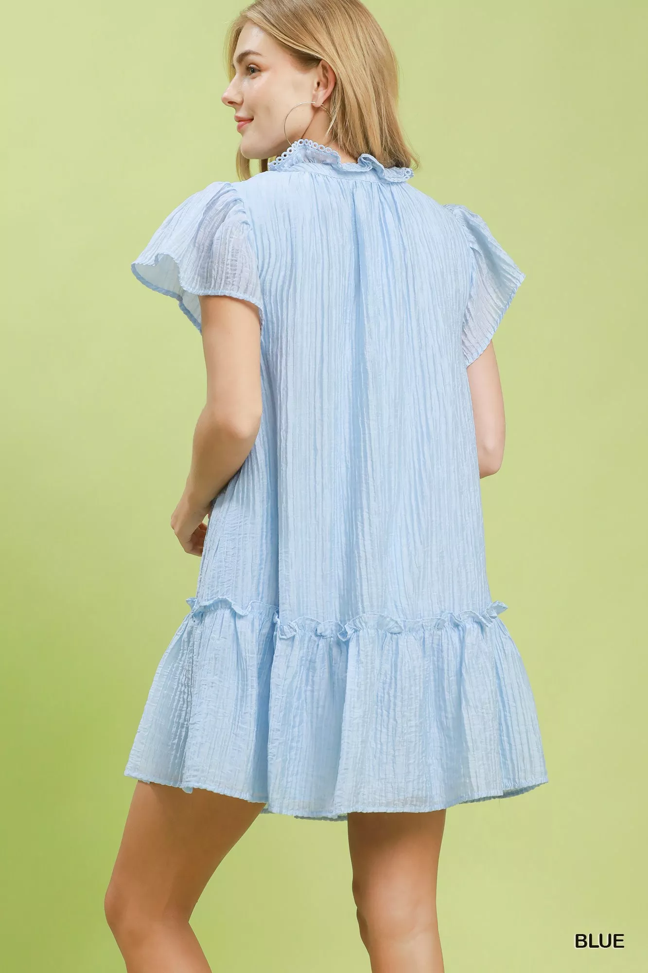 Umgee Textured Ruffle Hem Mini Dress - Image 3