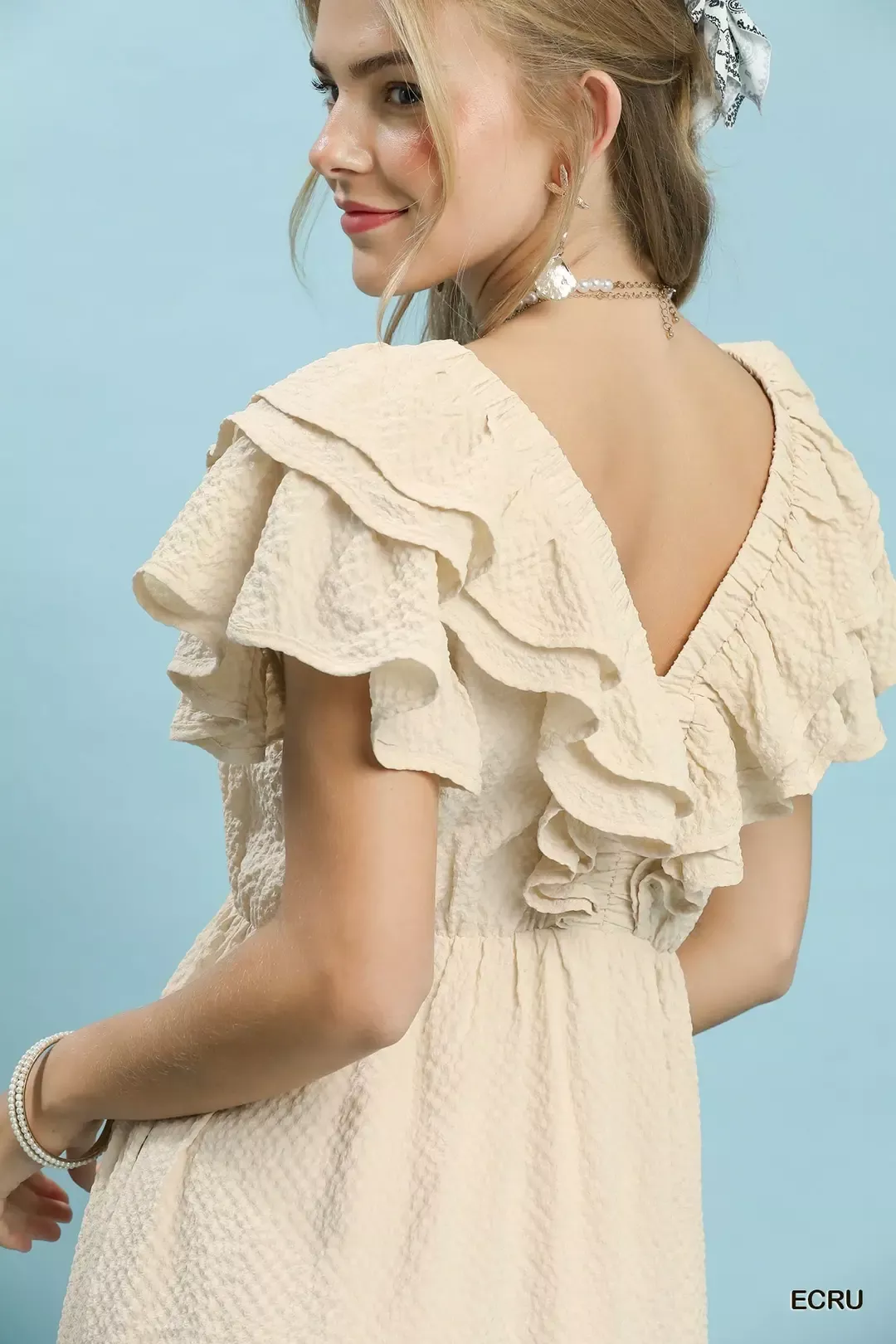 Umgee Textured Ruffle Midi Dress - Image 6