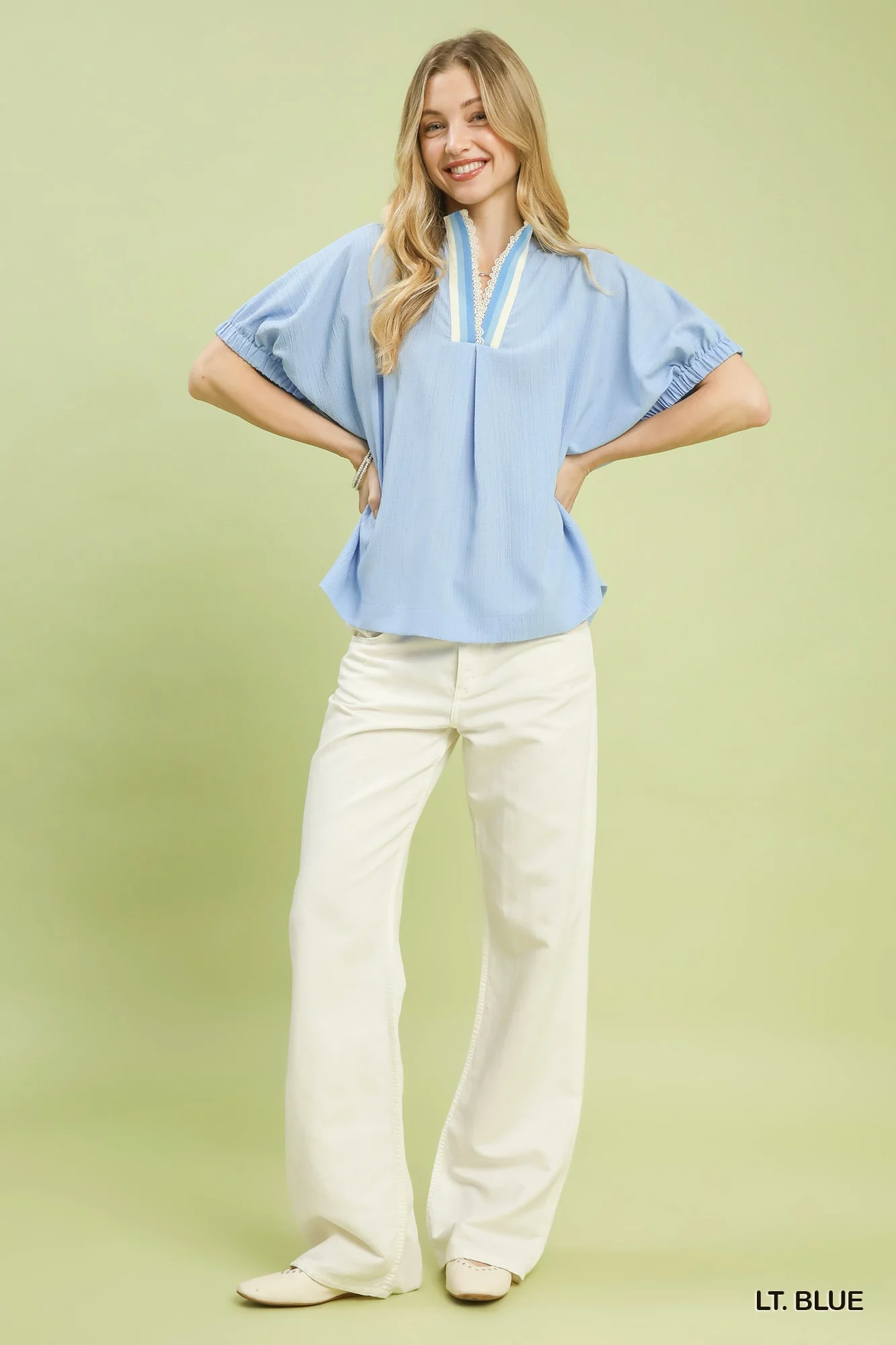 Umgee Textured V-Neck Blouse - Image 5