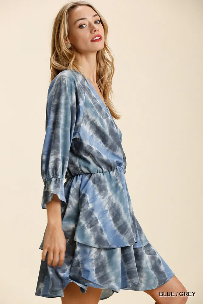 Umgee Tie Dye Ruffled Layered Dress with Elastic Waistband - Image 2