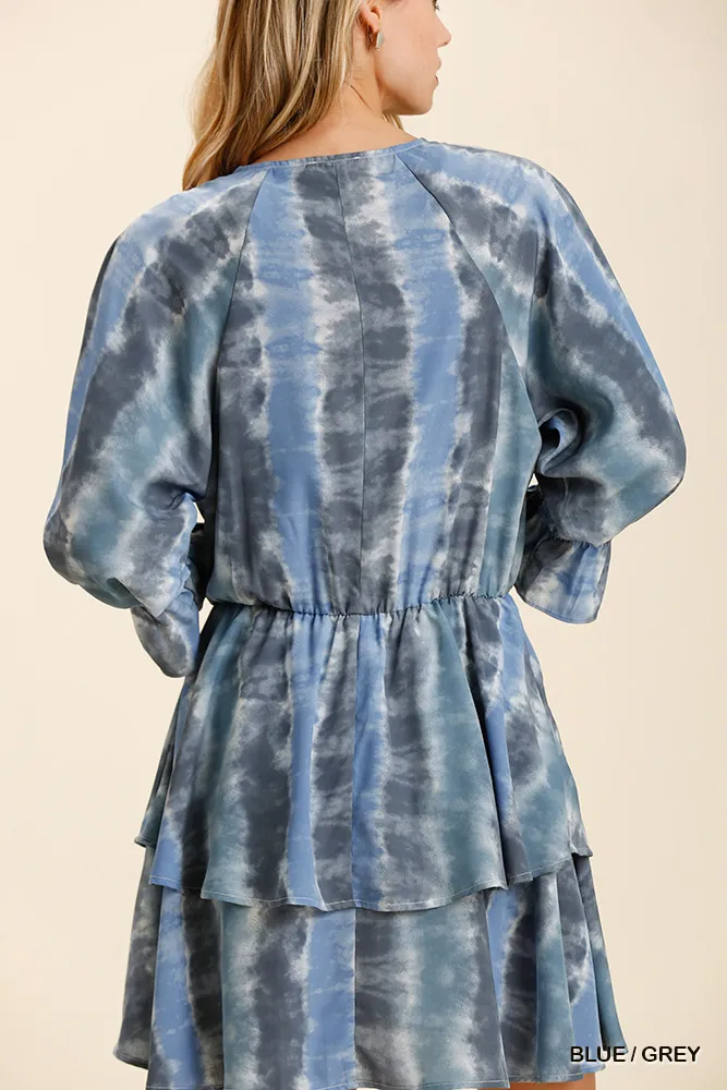 Umgee Tie Dye Ruffled Layered Dress with Elastic Waistband - Image 3