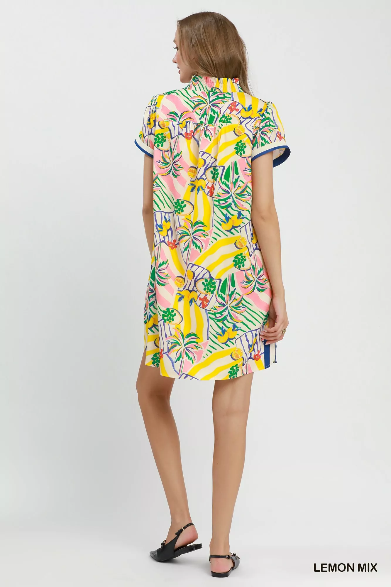 Umgee Tropical Print Collared Shift Dress - Image 3