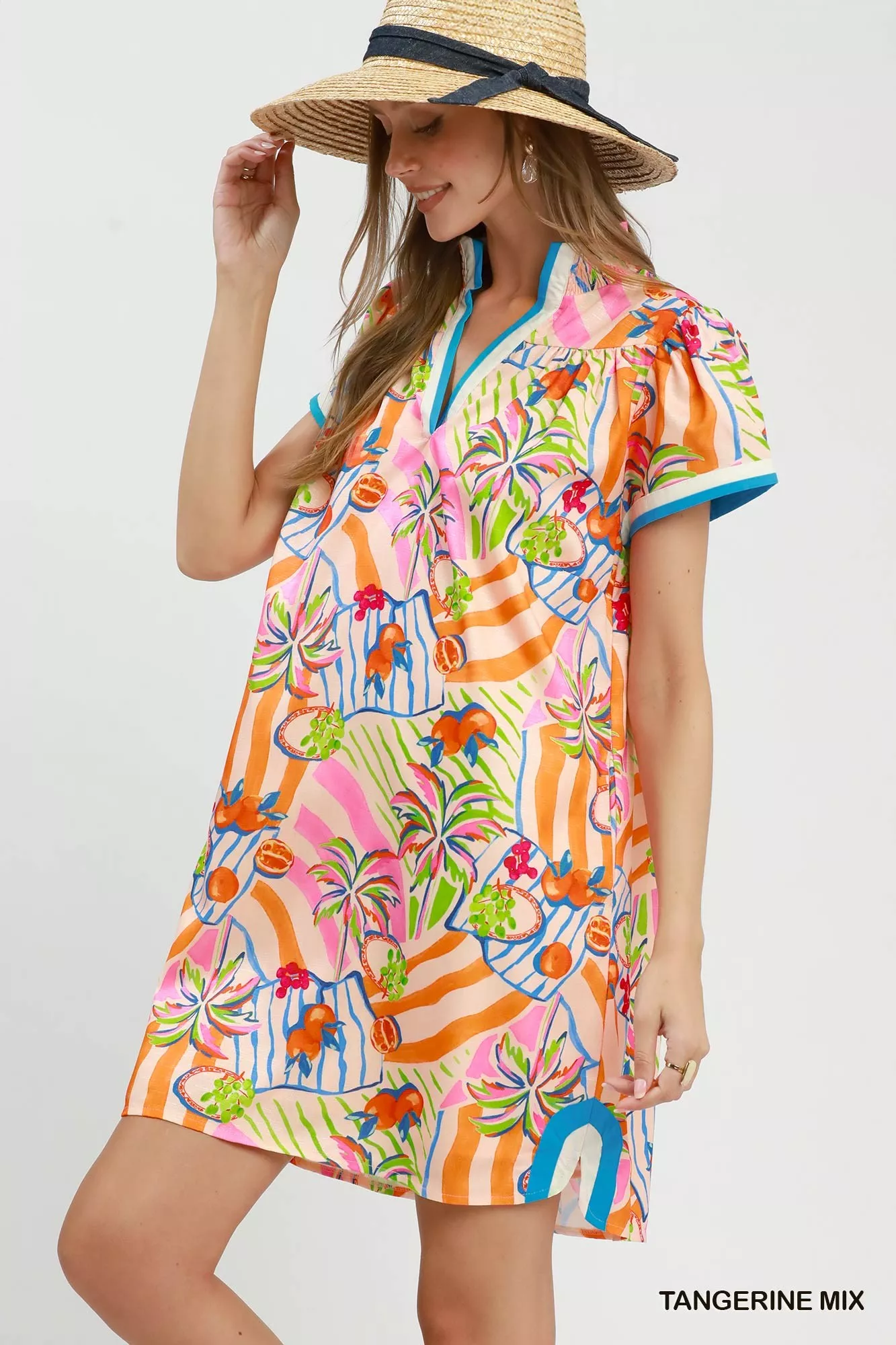 Umgee Tropical Print Collared Shift Dress - Image 2