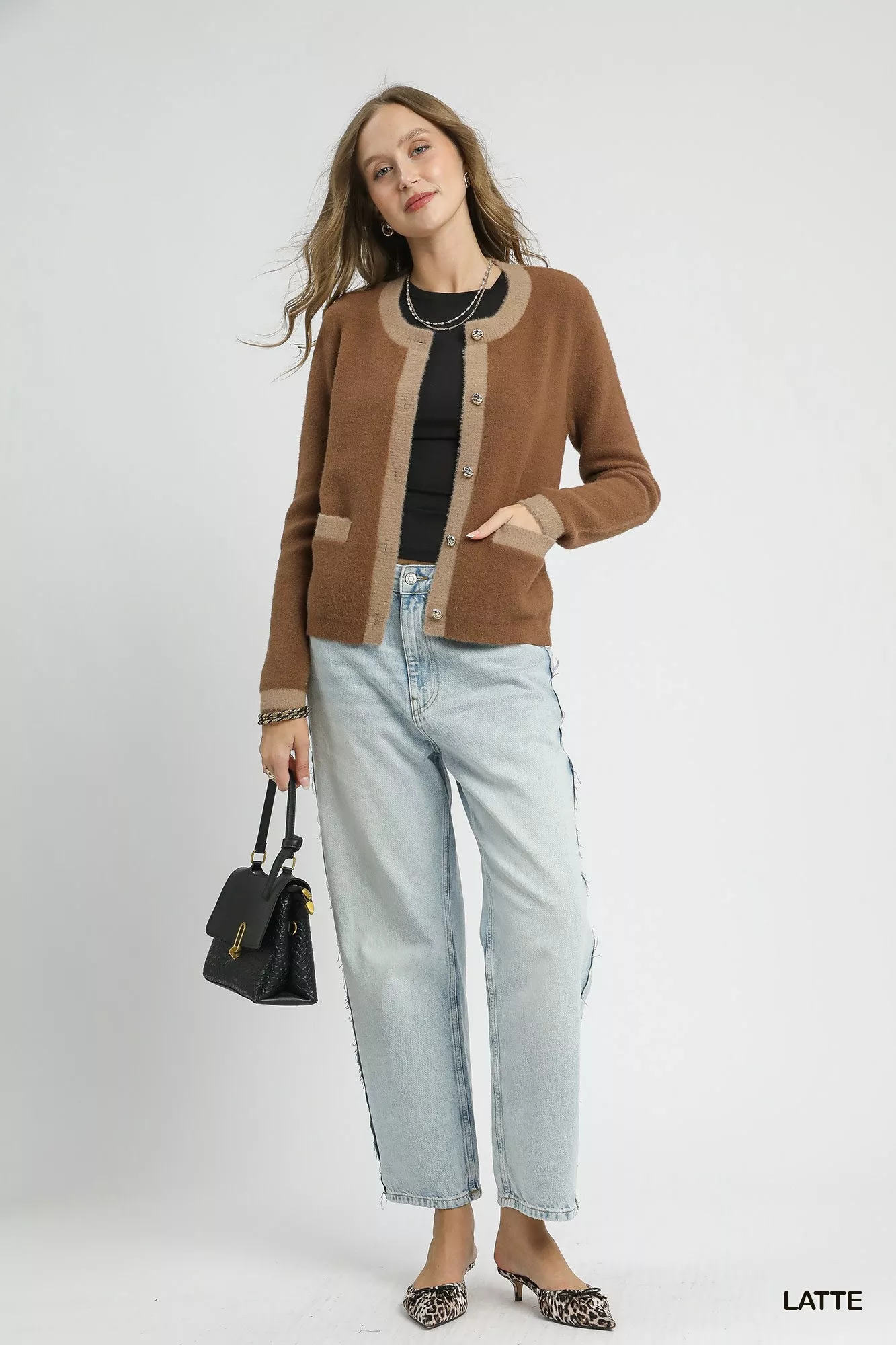 Umgee Two-Tone Button Front Cardigan - Image 4