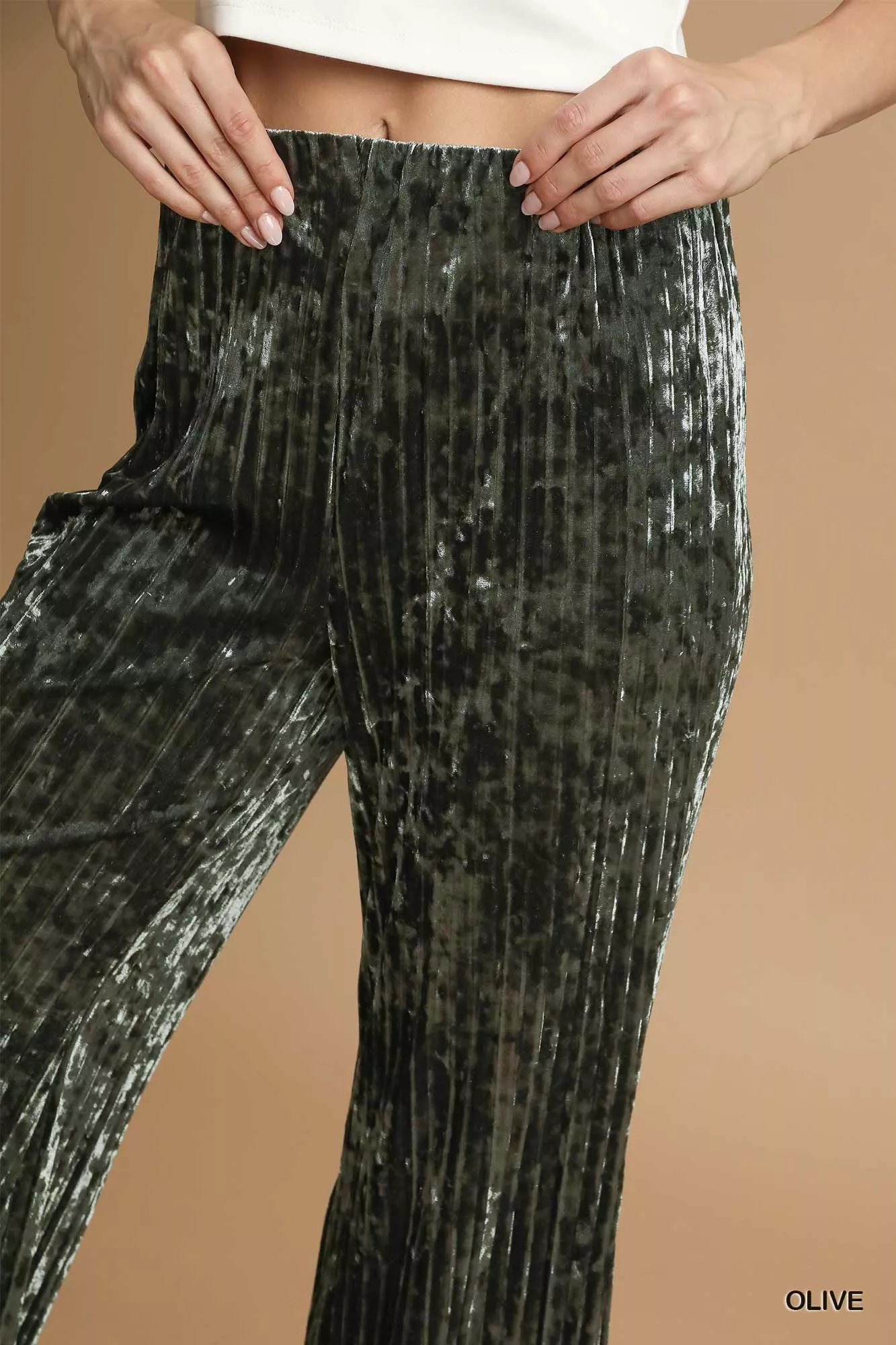 Umgee Velvet Pleated Wide Leg Pants - Image 4