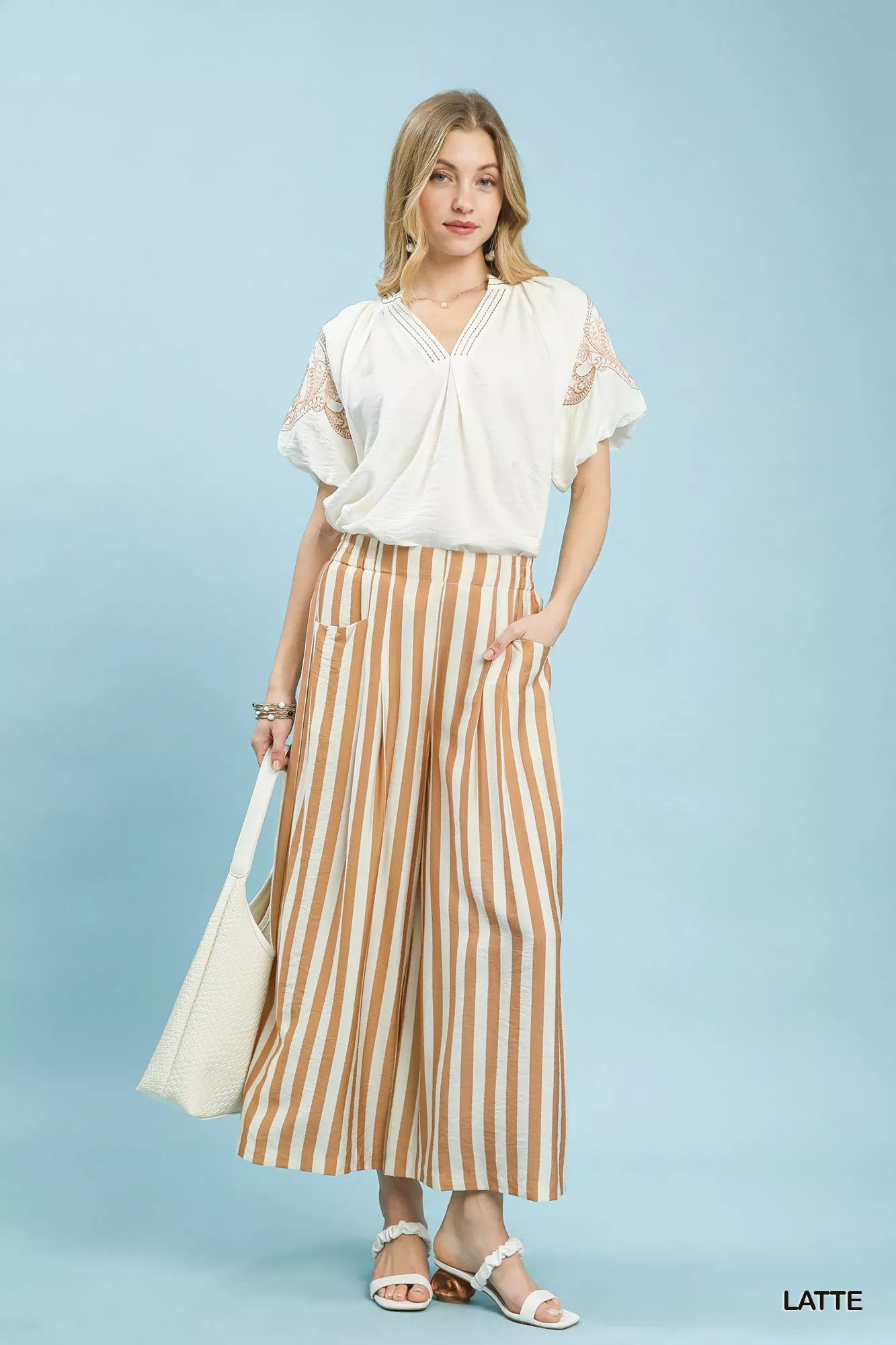 Umgee Vertical Stripe Wide Leg Pants - Image 2