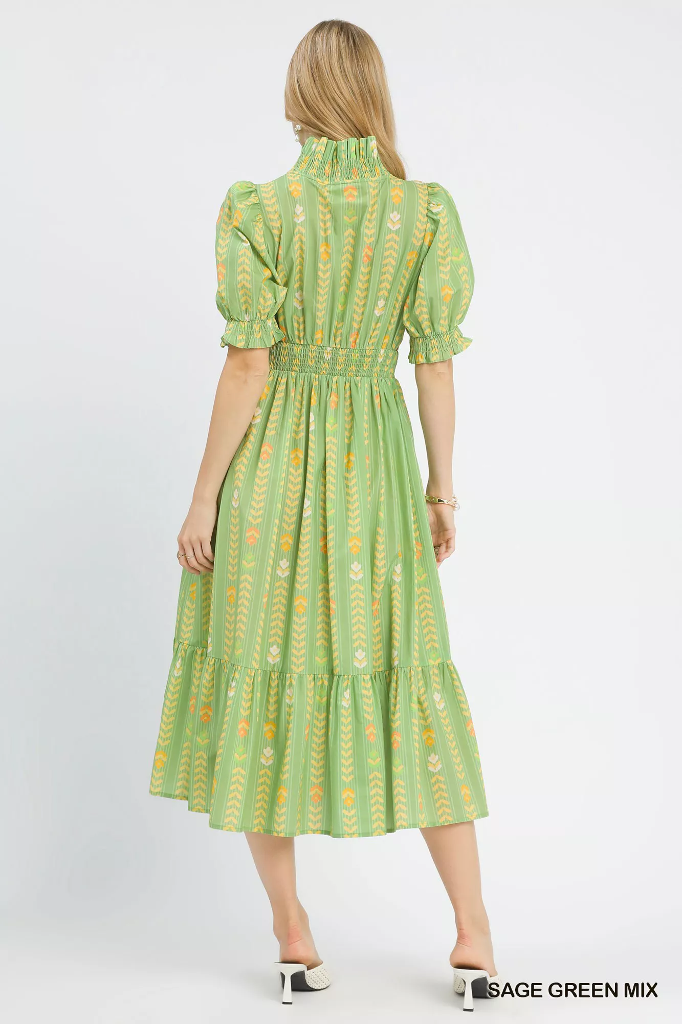 Umgee Vibrant Ruffle Smocked Midi Dress - Image 3