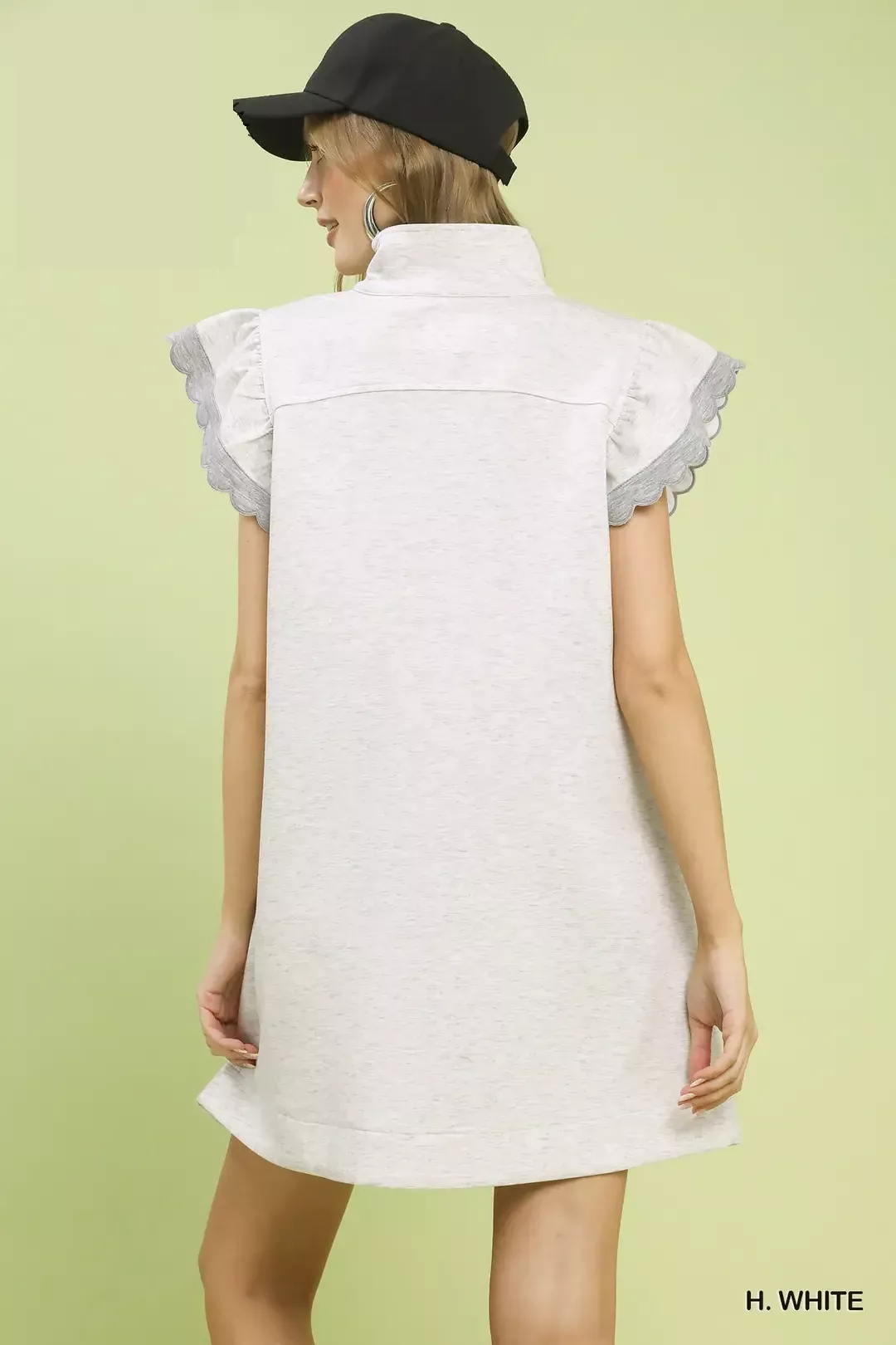 Umgee Zip-Neck Flutter Sleeve Dress - Image 3