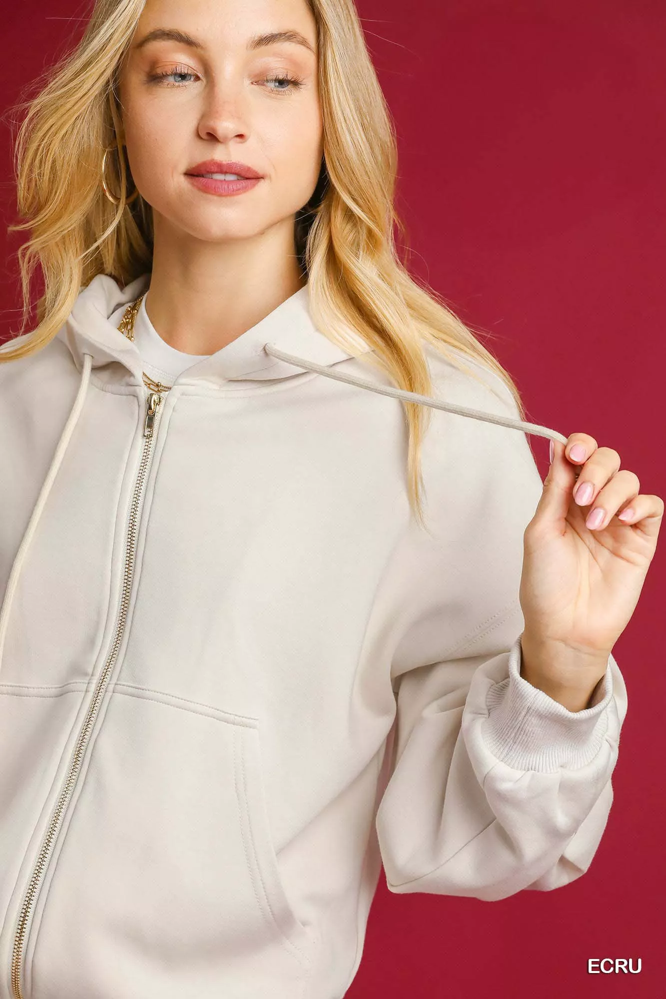 Umgee Zip-Up Fleece Hooded Jacket - Image 5