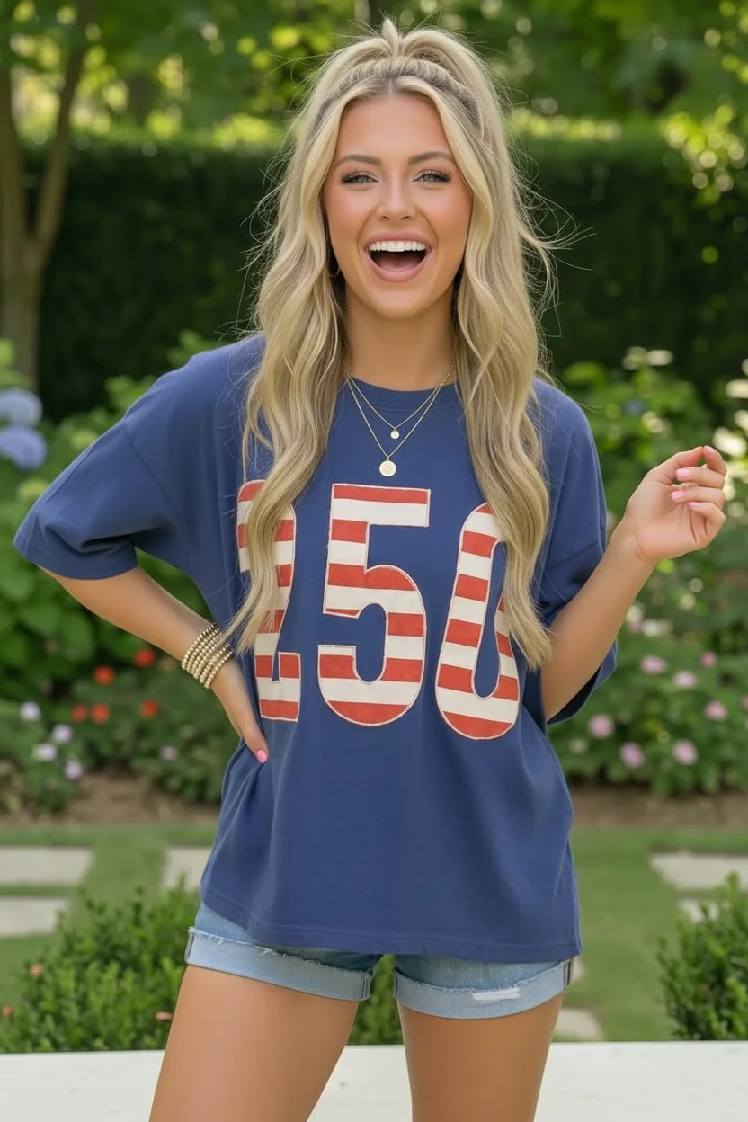 Blue Stars and Stripes '250' Top - Image 3