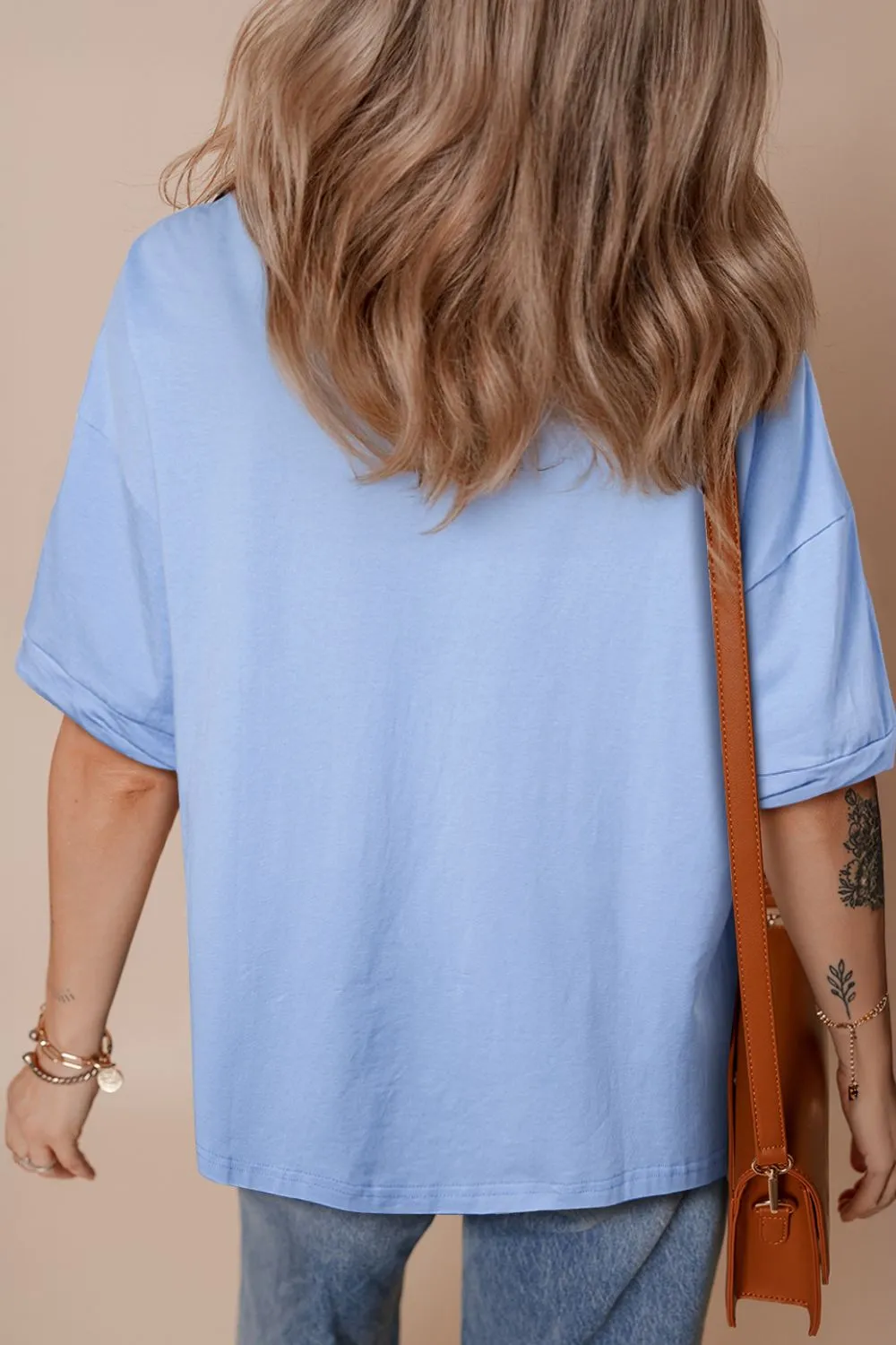 USA Patched Drop Sleeve Crewneck T Shirt - Image 2