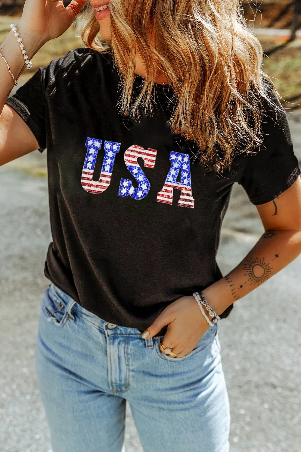 USA Round Neck Short Sleeve T-Shirt - Image 2