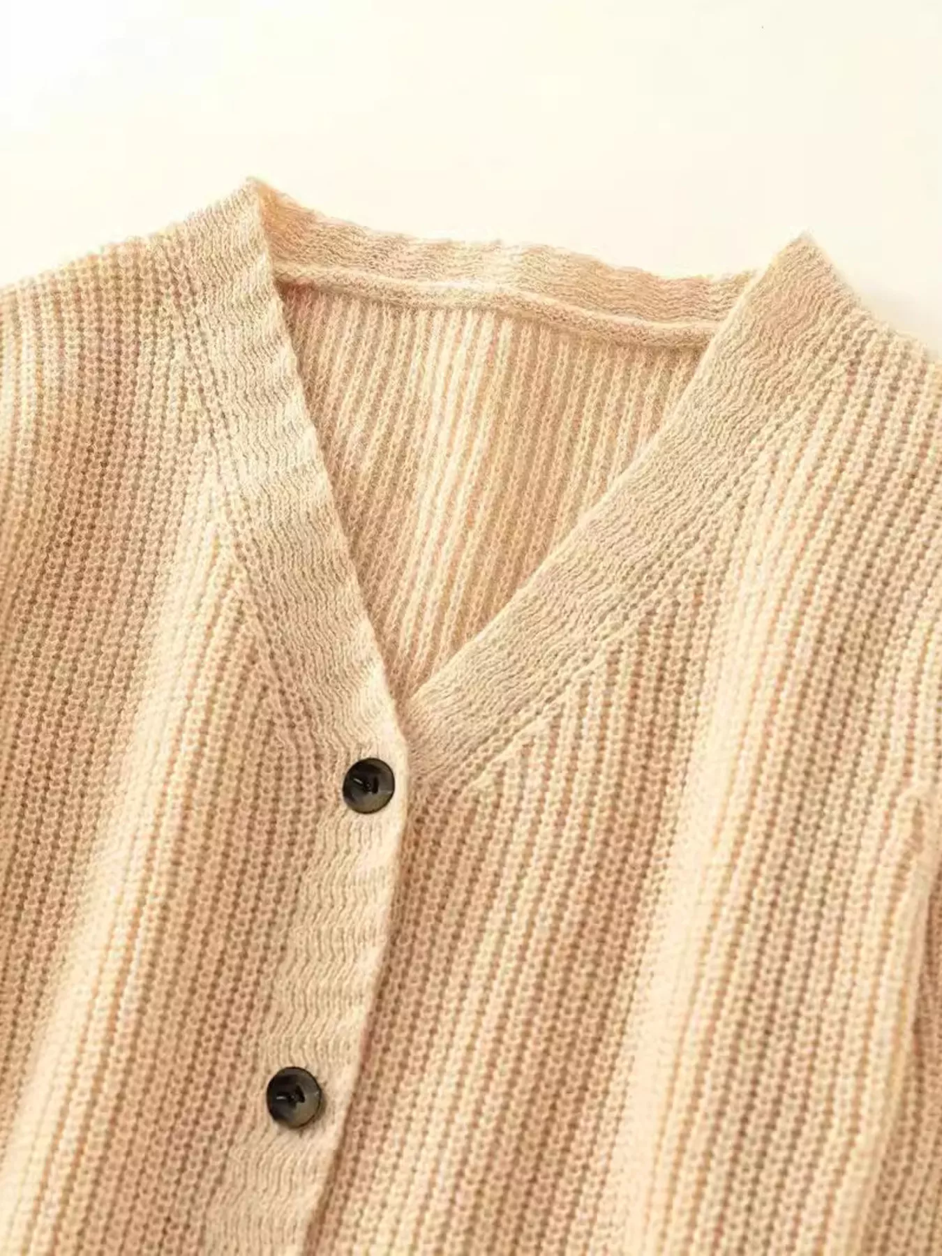 V-Neck Button-Down Knit Cardigan - Image 2