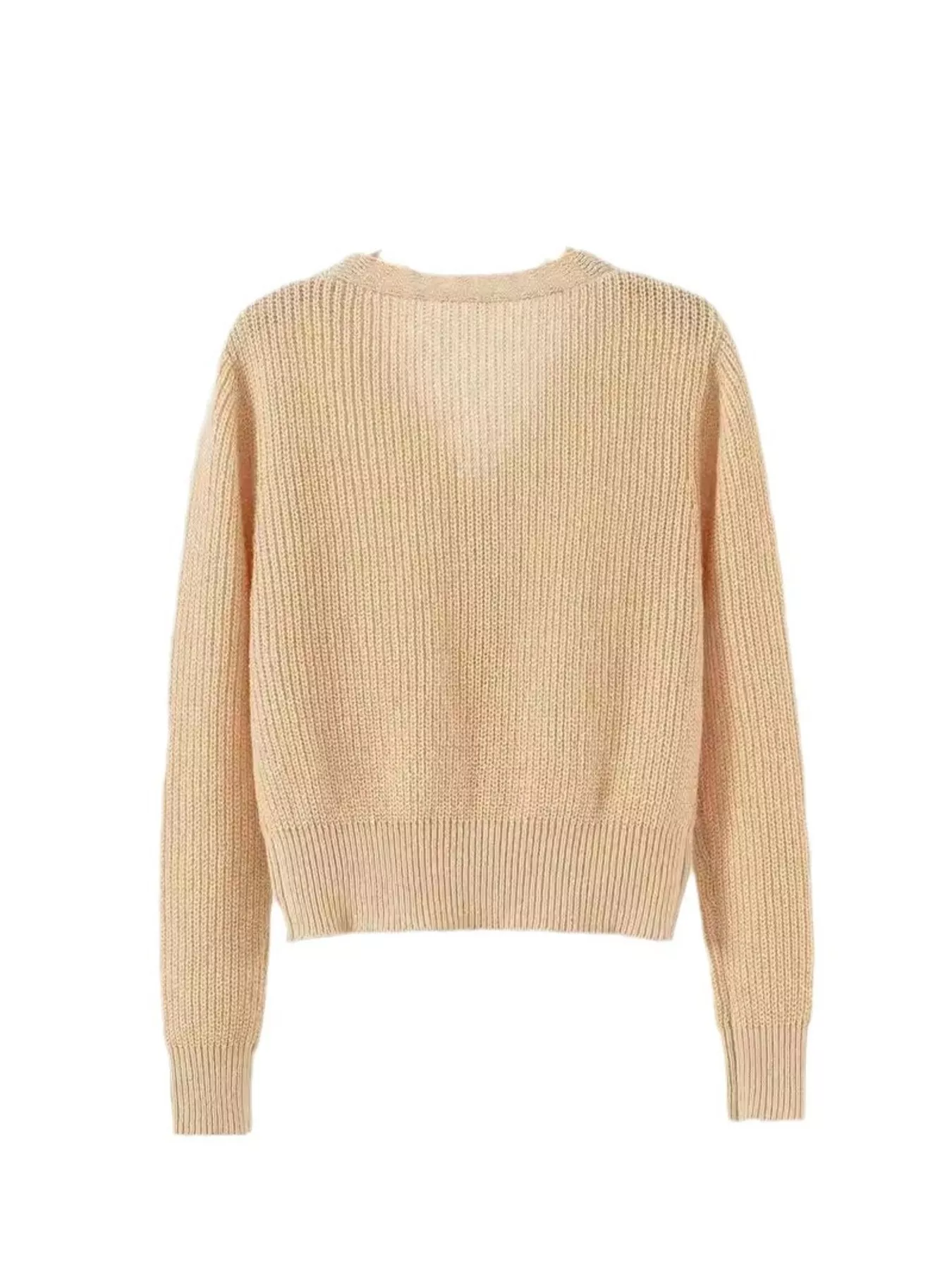 V-Neck Button-Down Knit Cardigan - Image 3