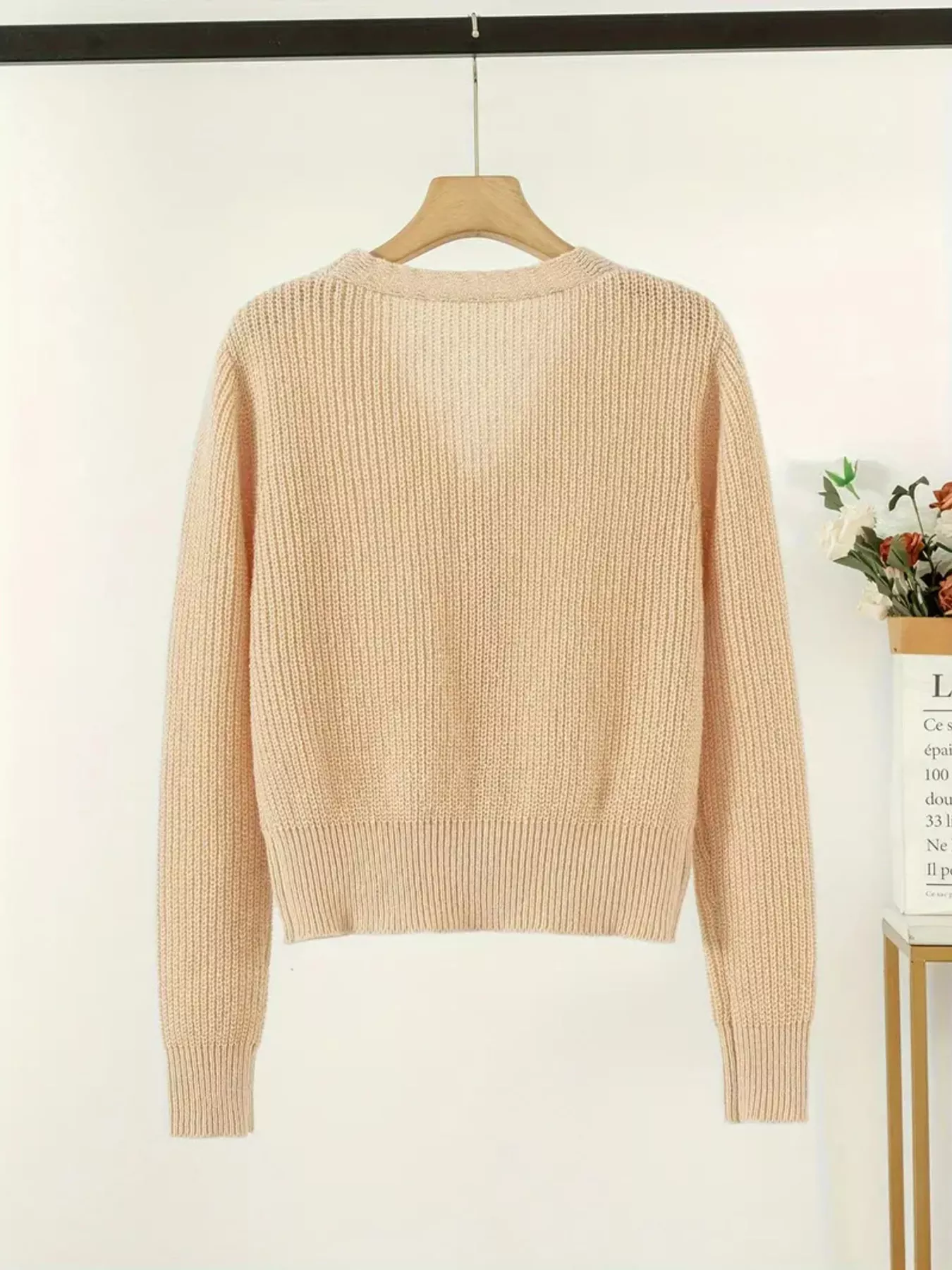 V-Neck Button-Down Knit Cardigan - Image 5